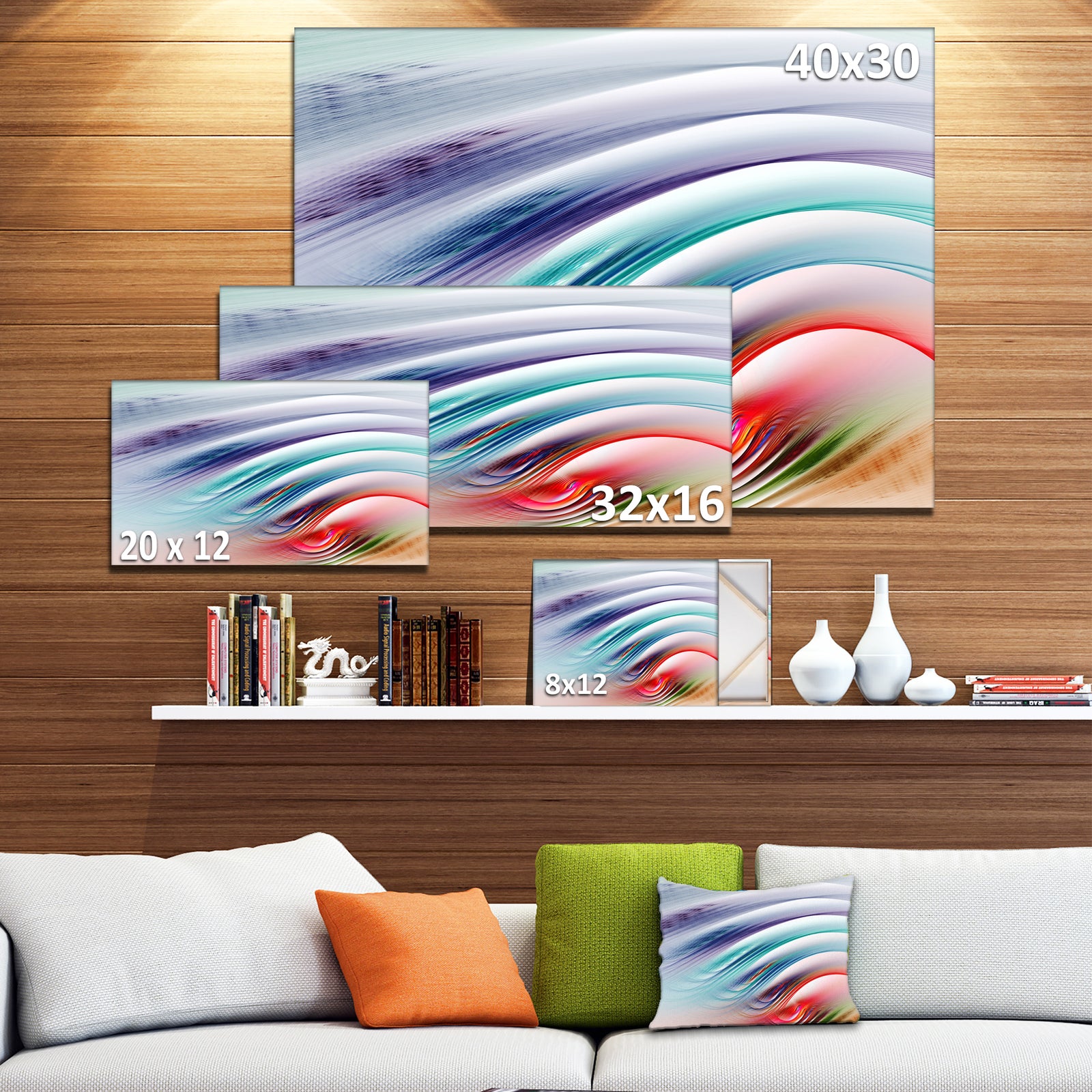 Water Ripples Rainbow Waves - Extra Large Abstract Canvas Art Print