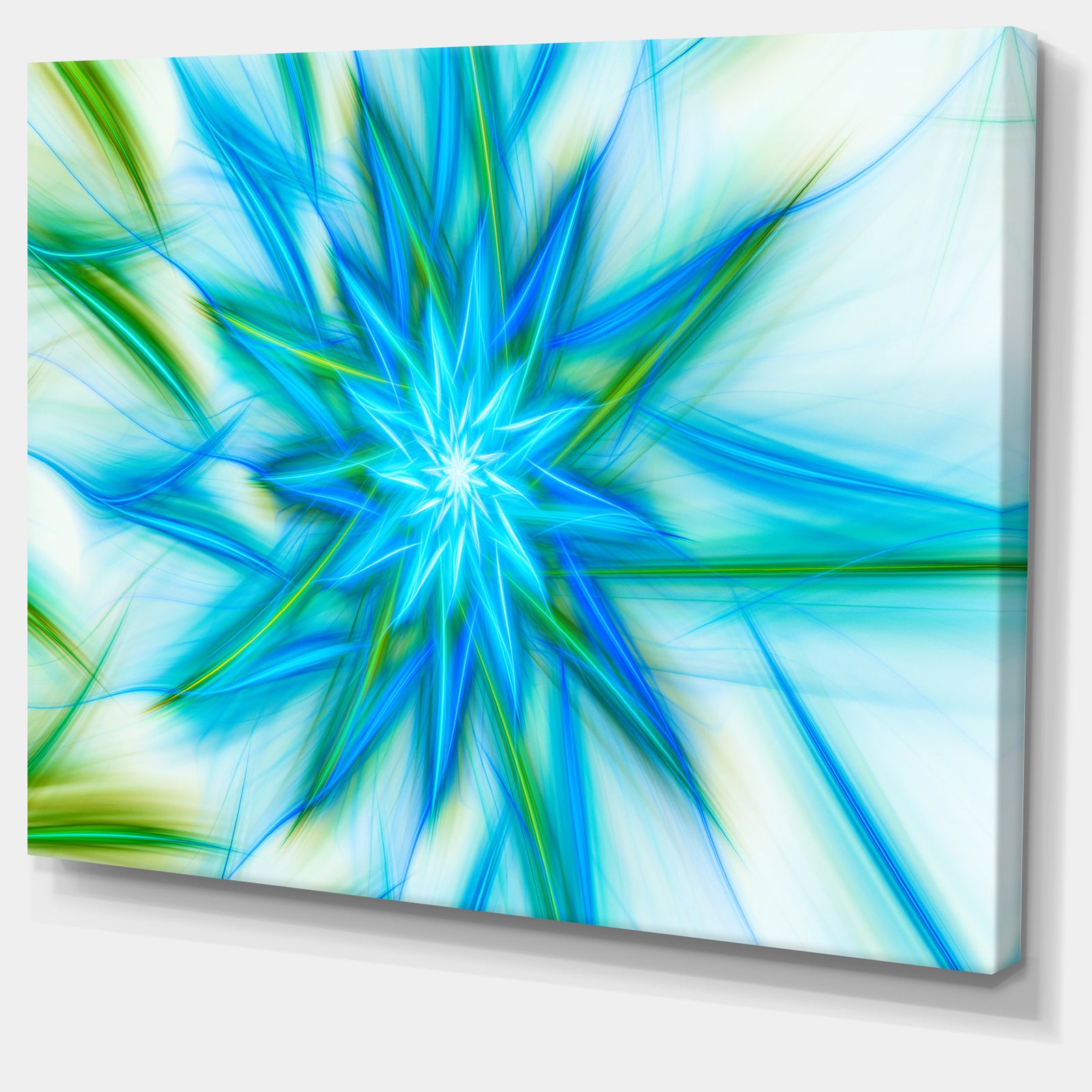 Blue Fractal Shining Bright Star - Extra Large Abstract Canvas Art Print