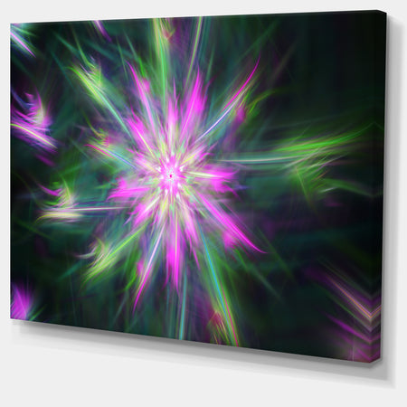 Green Fractal Shining Bright Star - Extra Large Abstract Canvas Art Print