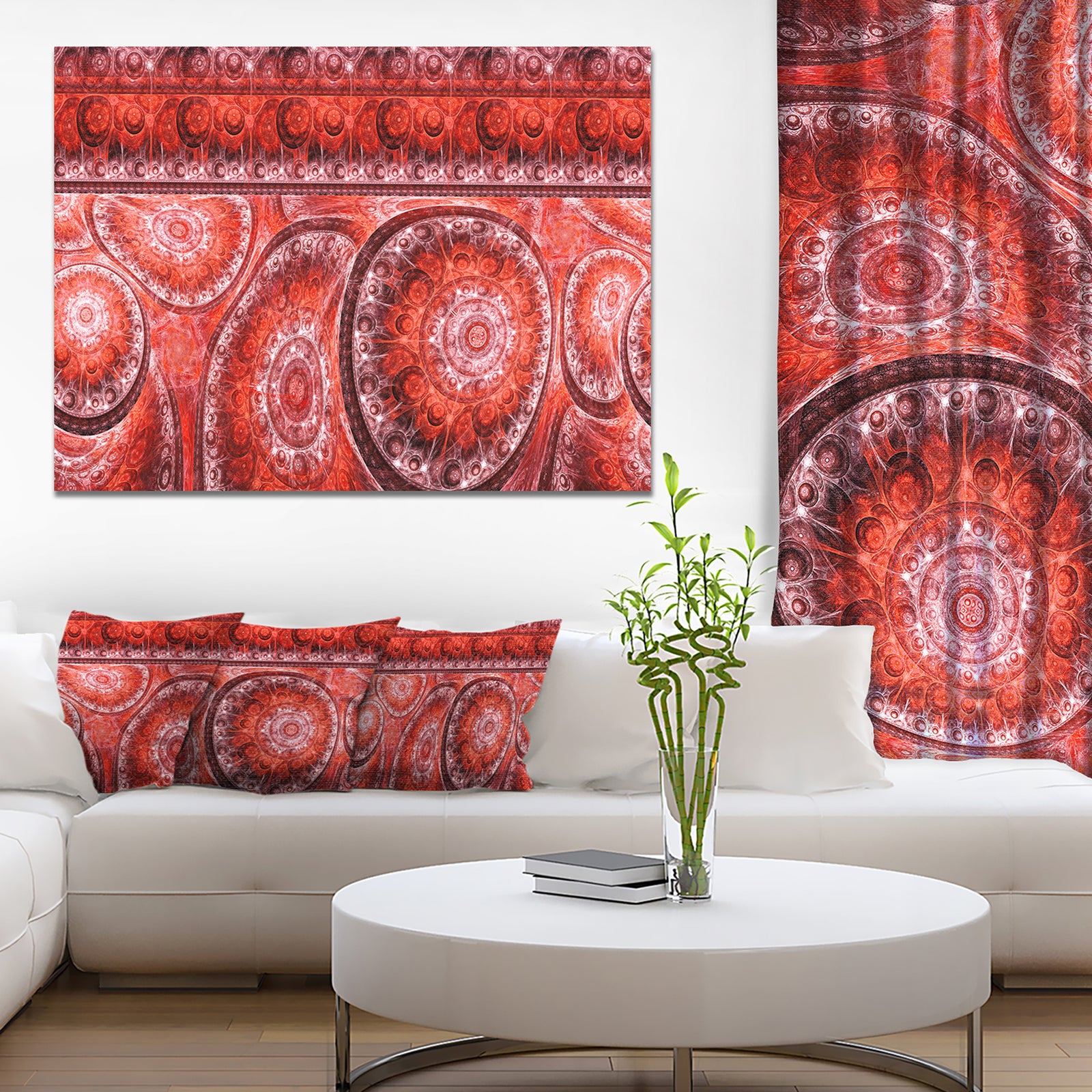 Red Living Cells Fractal Design - Extra Large Abstract Canvas Art Print