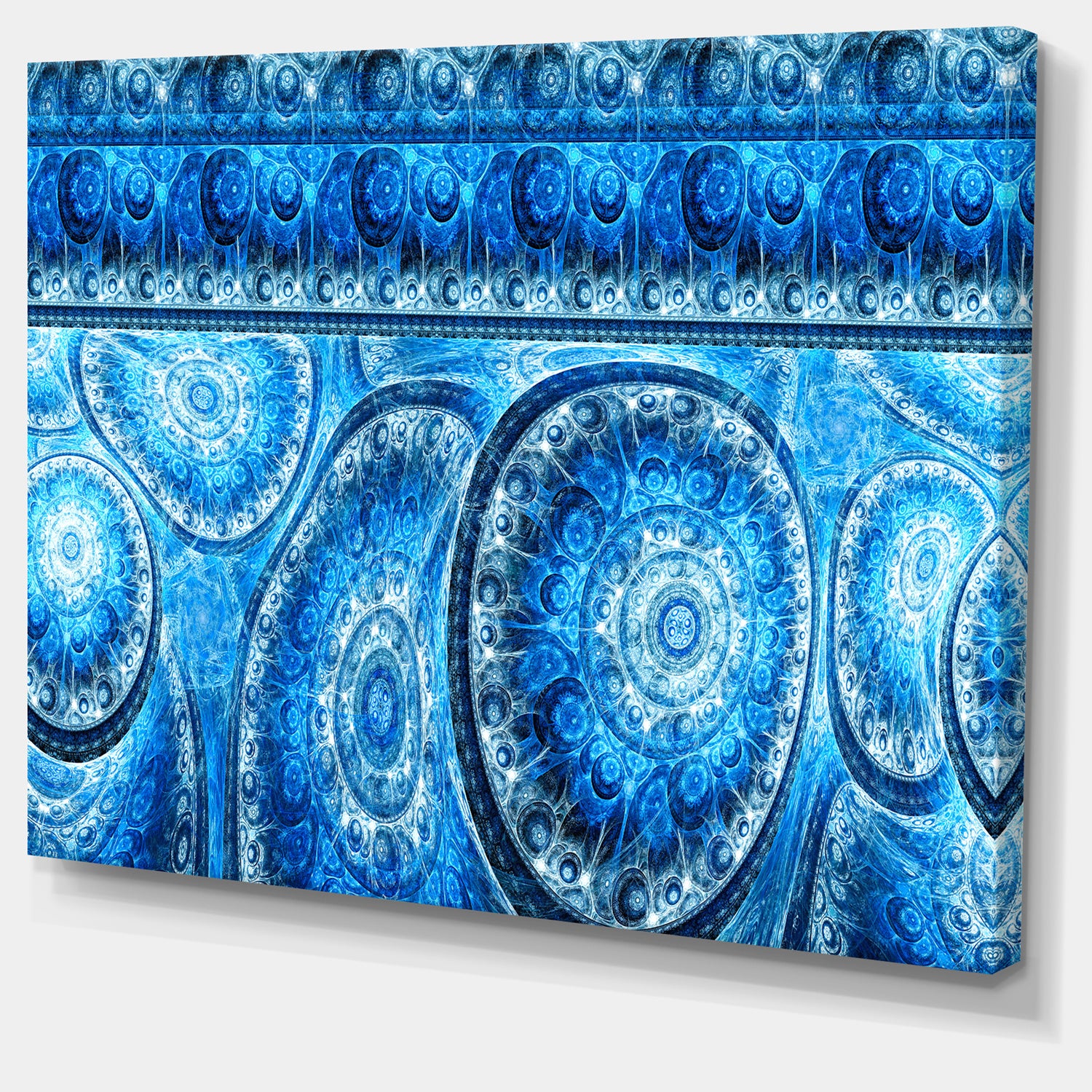 Blue Living Cells Fractal Design - Extra Large Abstract Canvas Art Print