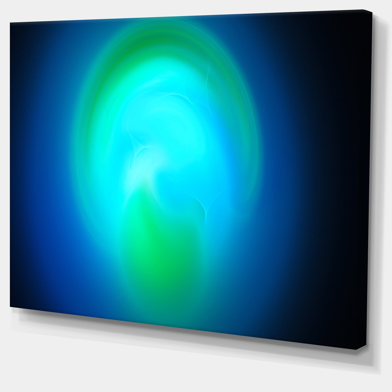 Blue Misty Sphere on Black - Extra Large Abstract Canvas Art Print