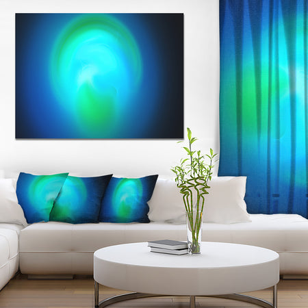 Blue Misty Sphere on Black - Extra Large Abstract Canvas Art Print