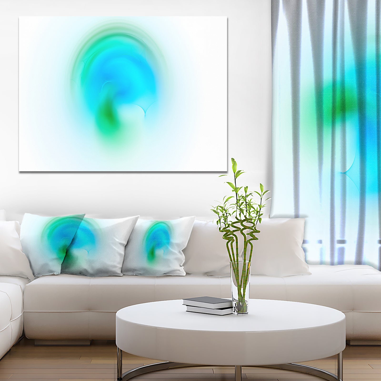 Green Luminous Misty Sphere - Extra Large Abstract Canvas Art Print