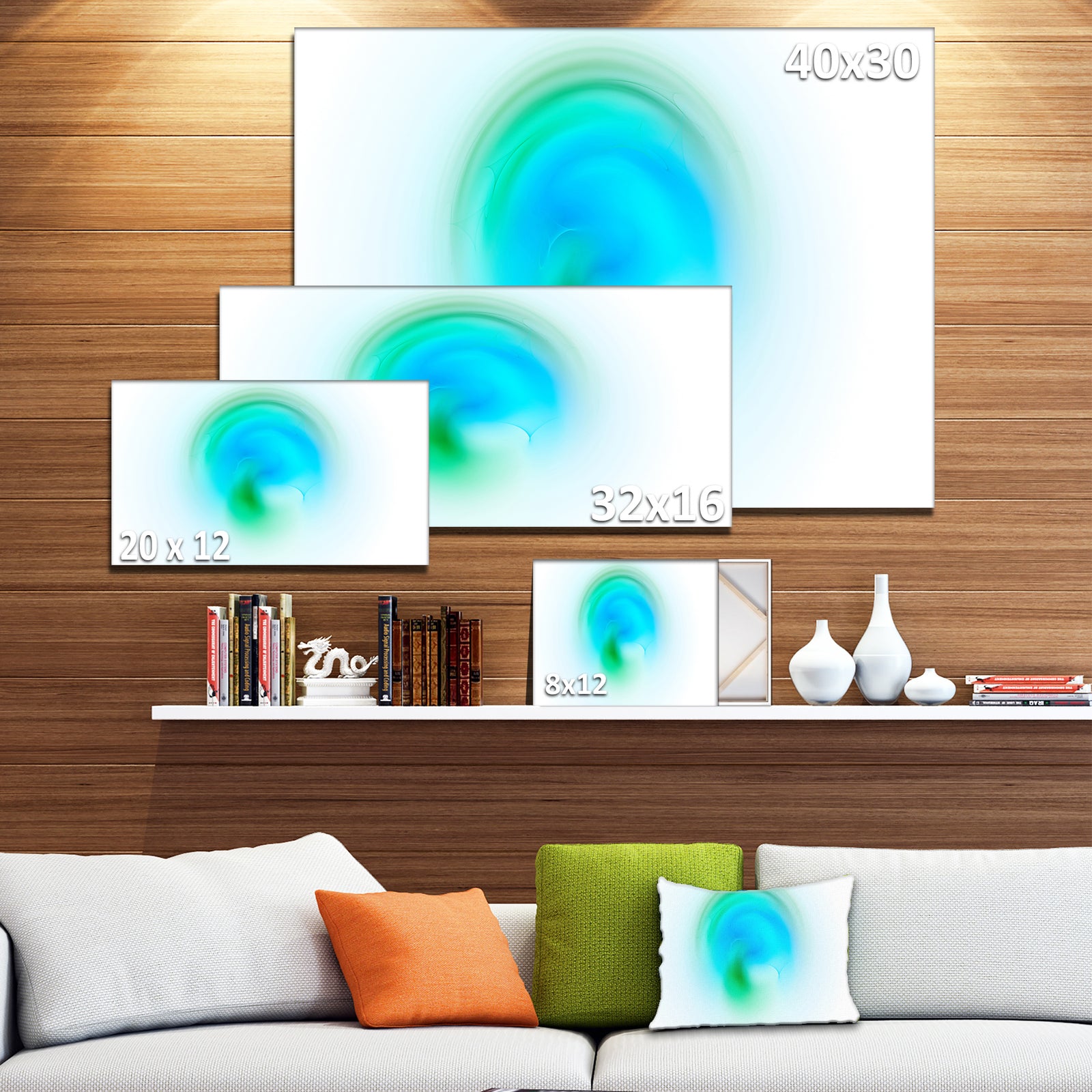 Green Luminous Misty Sphere - Extra Large Abstract Canvas Art Print