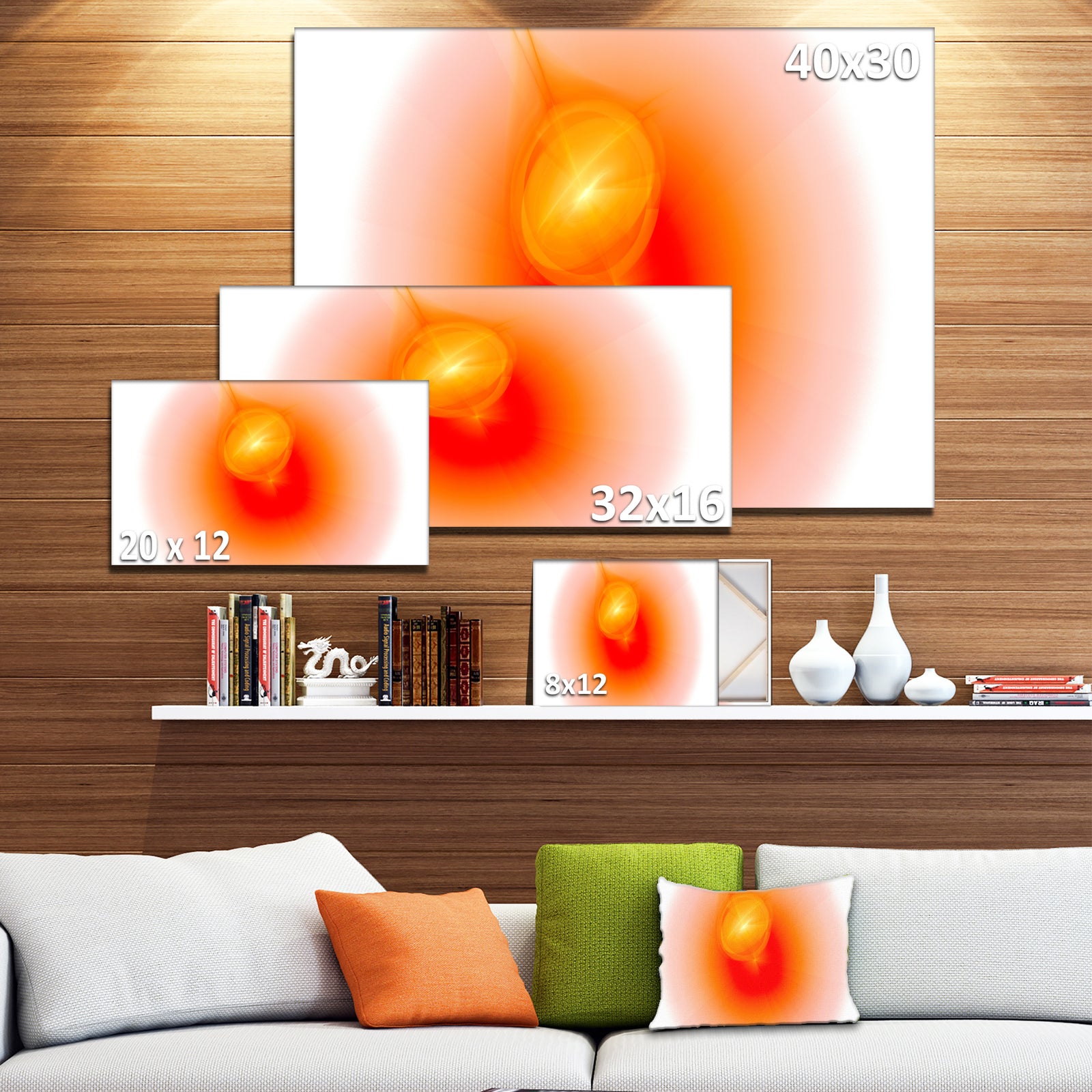 Red Luminous Misty Sphere - Extra Large Abstract Canvas Art Print