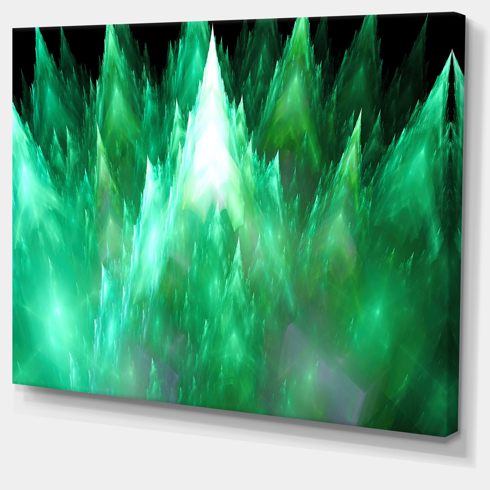 Green Fractal Crystals Design - Extra Large Abstract Canvas Art Print