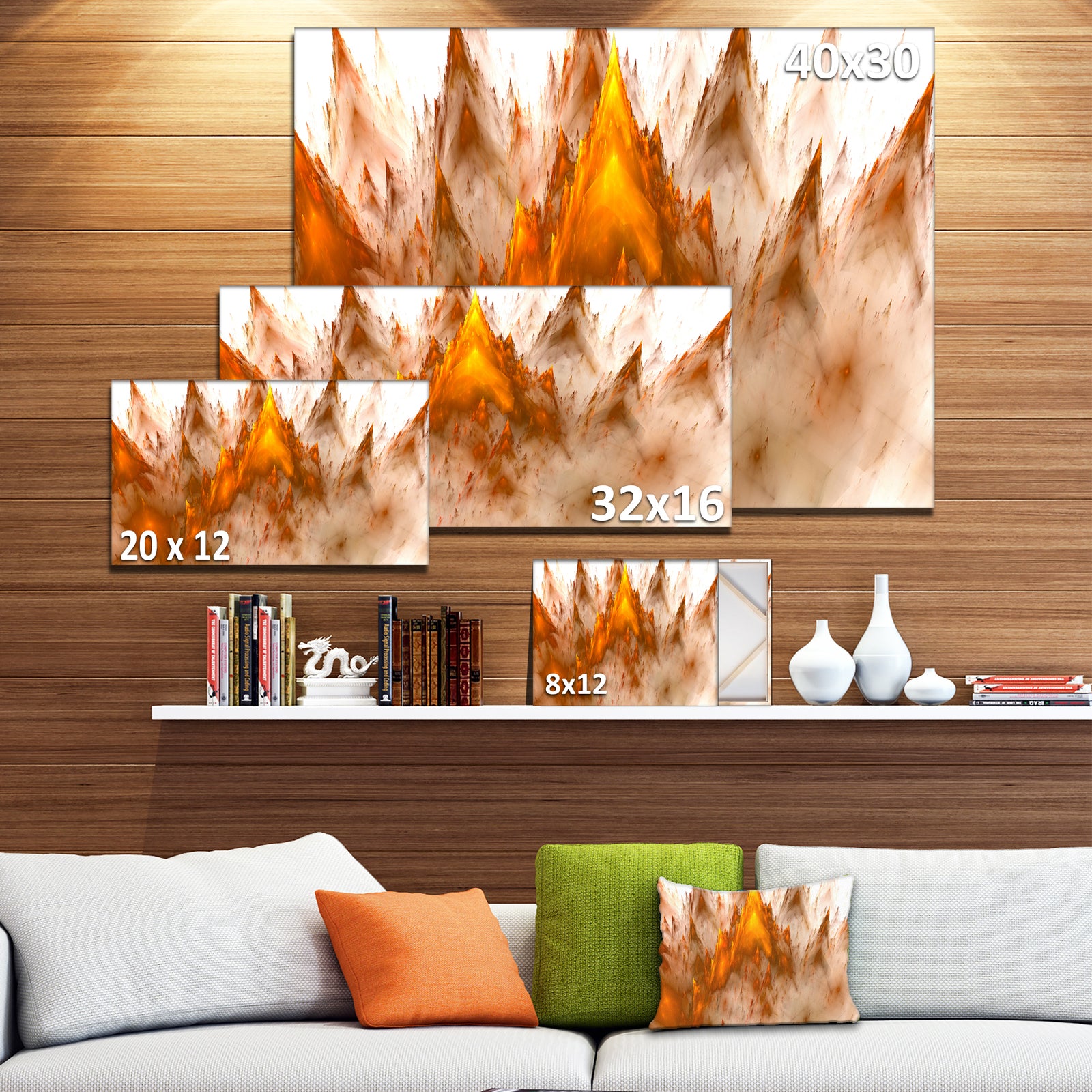 Brown Fractal Crystals Design - Extra Large Abstract Canvas Art Print