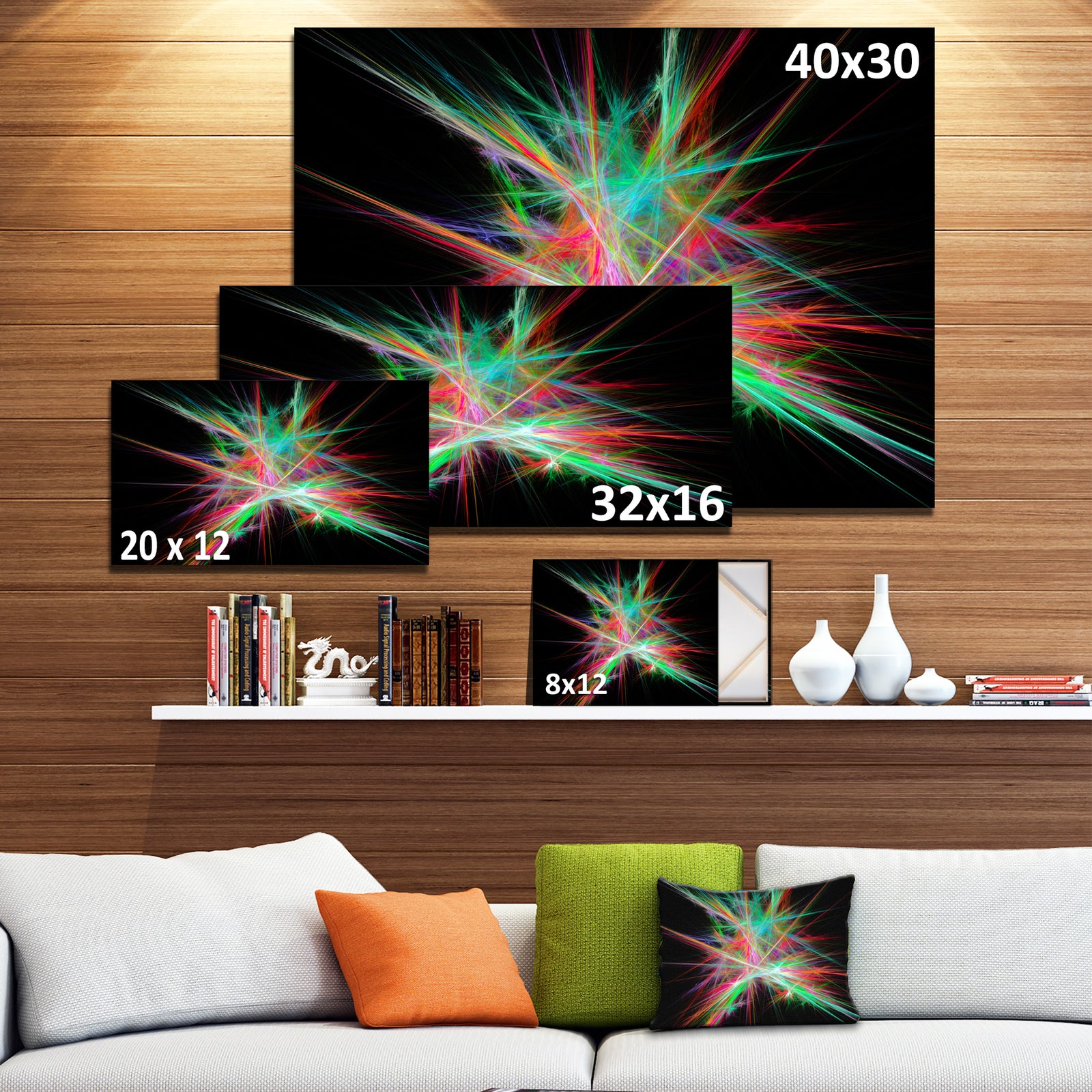 Green Red Spectrum of Light - Extra Large Abstract Canvas Art Print