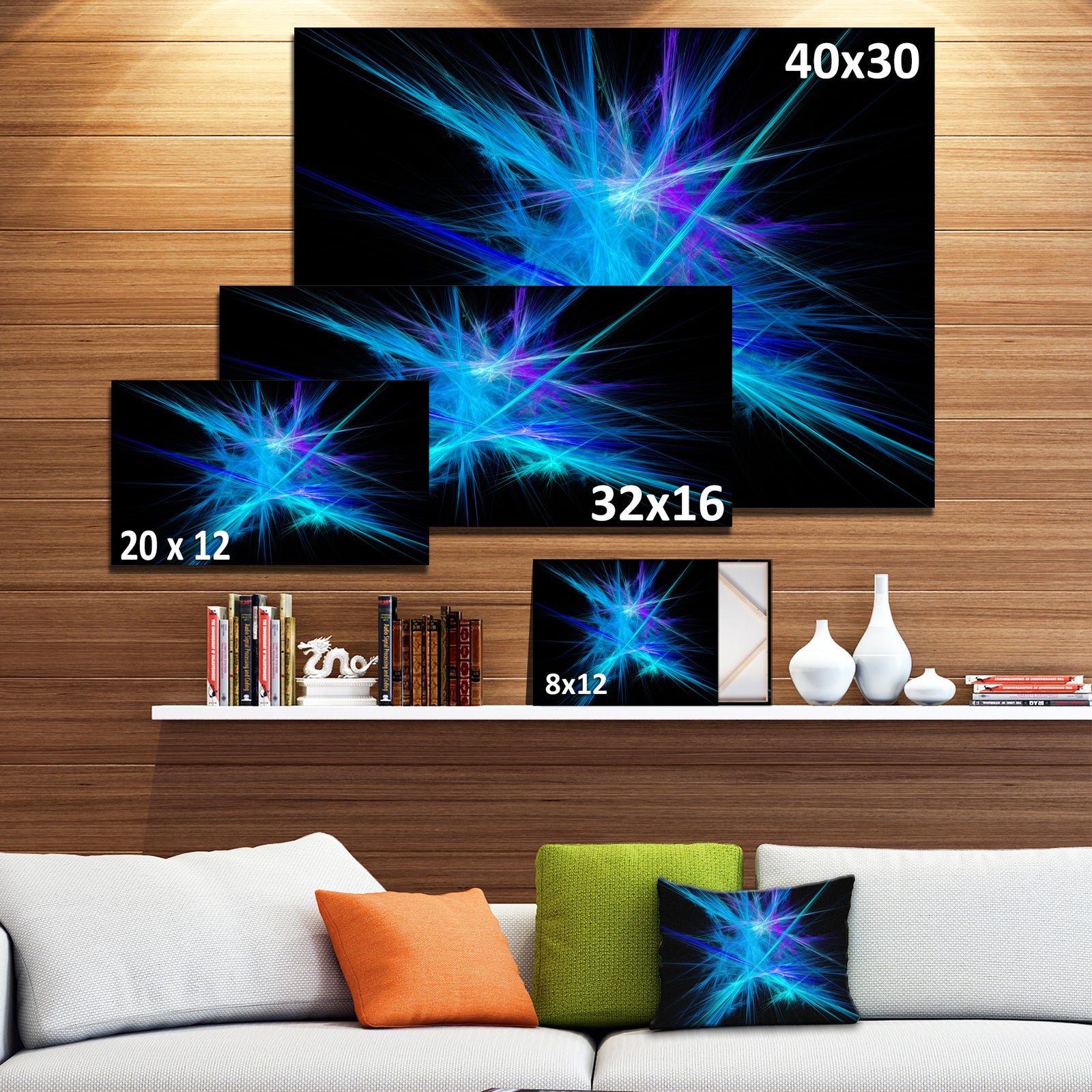 Clear Blue Spectrum of Light - Extra Large Abstract Canvas Art Print