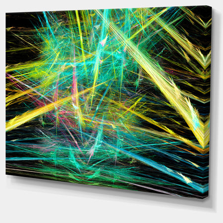 Green Yellow Magical Fractal Pattern - Extra Large Abstract Canvas Wall Art