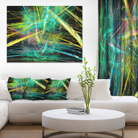 Green Yellow Magical Fractal Pattern - Extra Large Abstract Canvas Wall Art