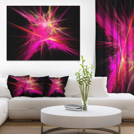 Pink Fractal Chaos Multicolored Rays - Extra Large Abstract Canvas Wall Art