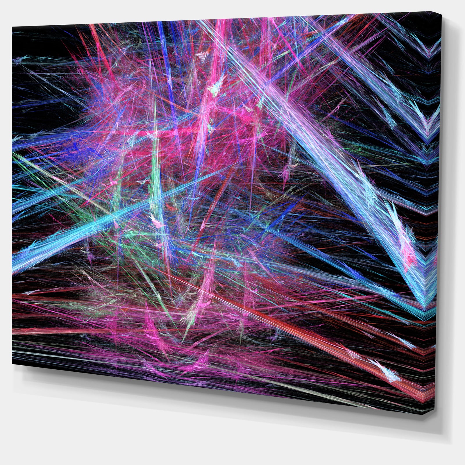 Pink Blue Magical Fractal Pattern - Extra Large Abstract Canvas Wall Art