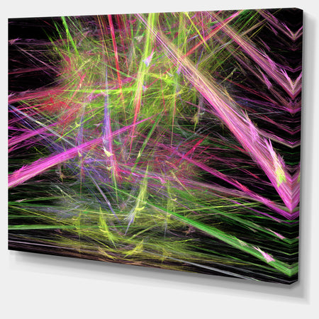 Green Pink Magical Fractal Pattern - Extra Large Abstract Canvas Wall Art