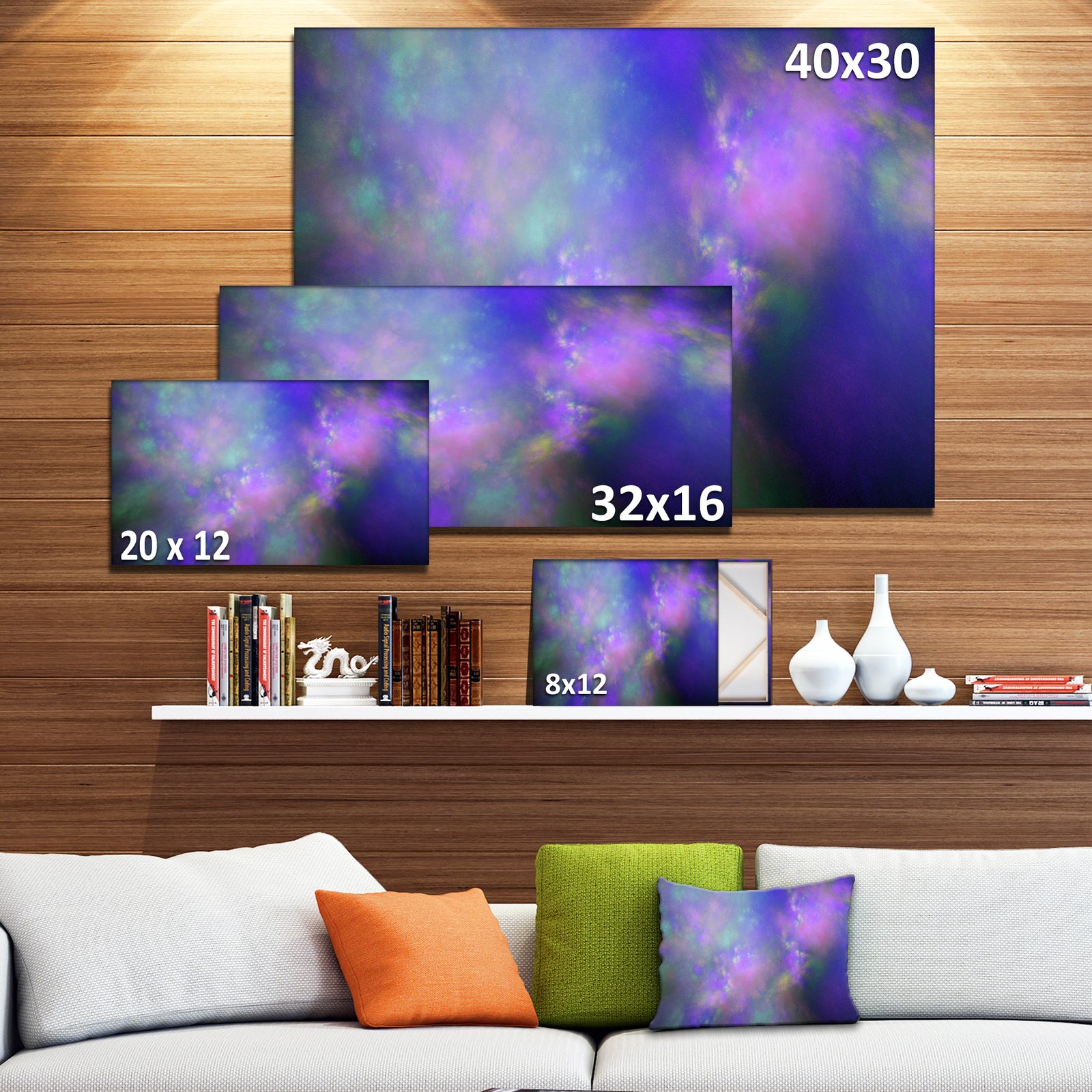 Perfect Purple Starry Sky - Extra Large Abstract Canvas Wall Art