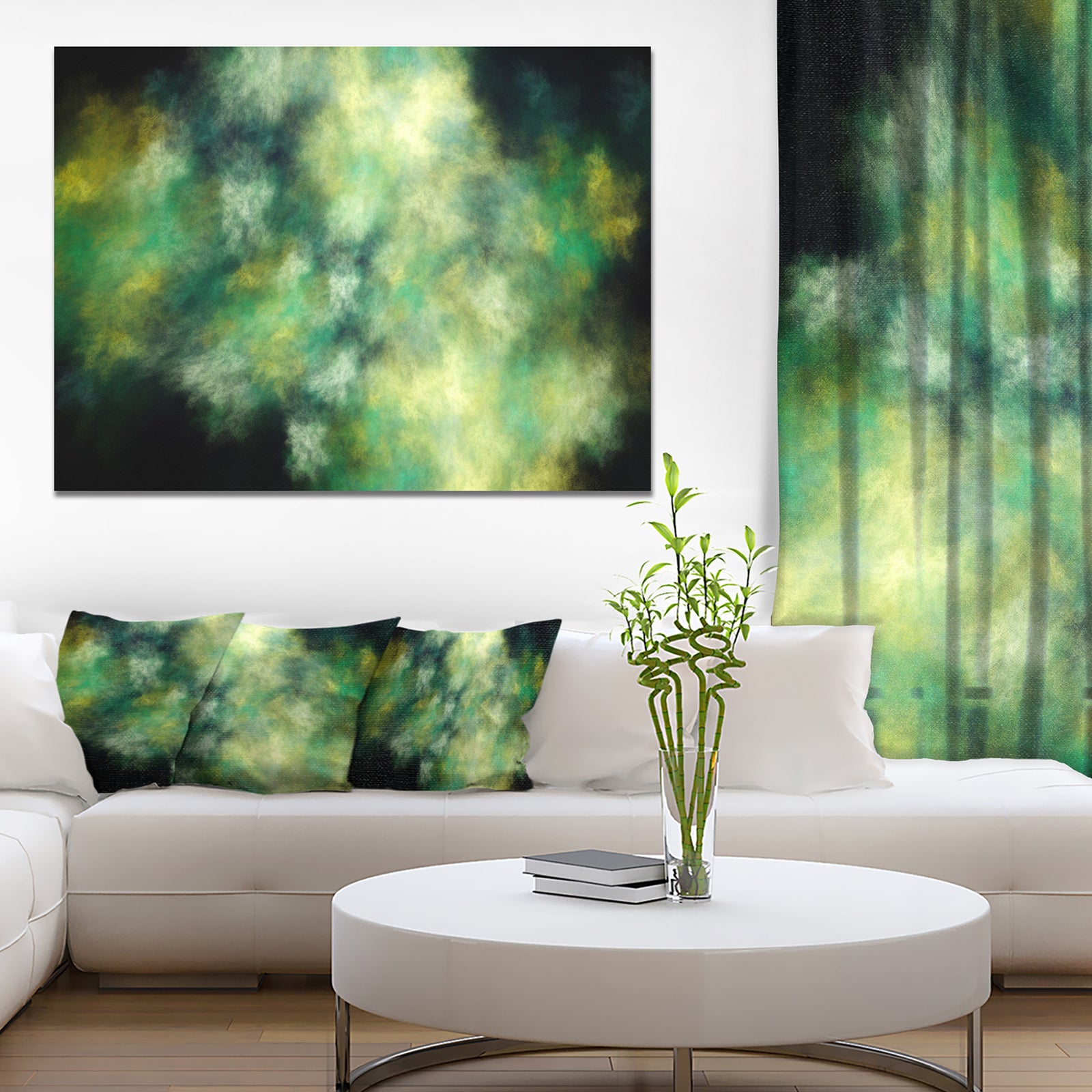 Perfect Green Starry Sky - Extra Large Abstract Canvas Wall Art