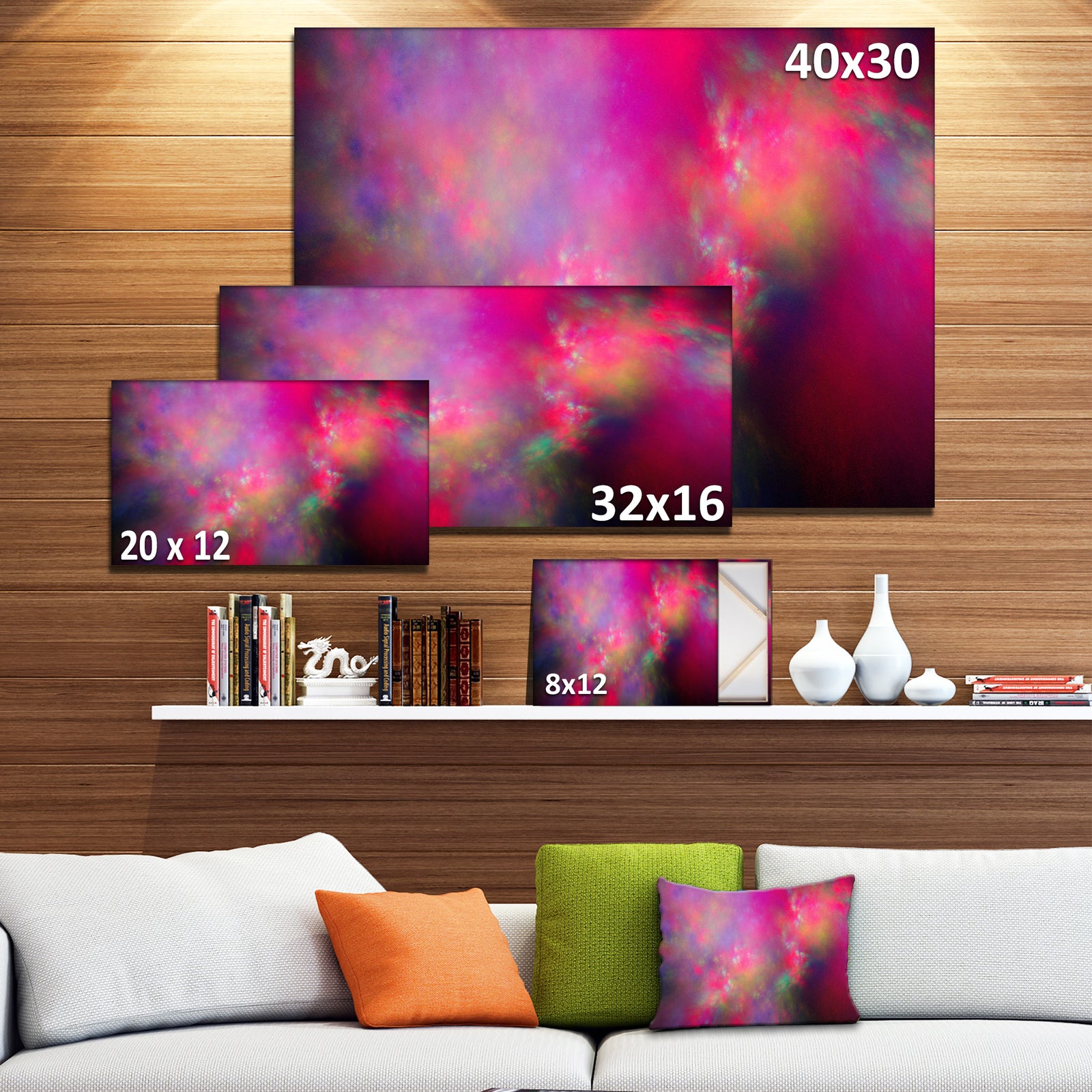 Perfect Red Starry Sky - Extra Large Abstract Canvas Art Print