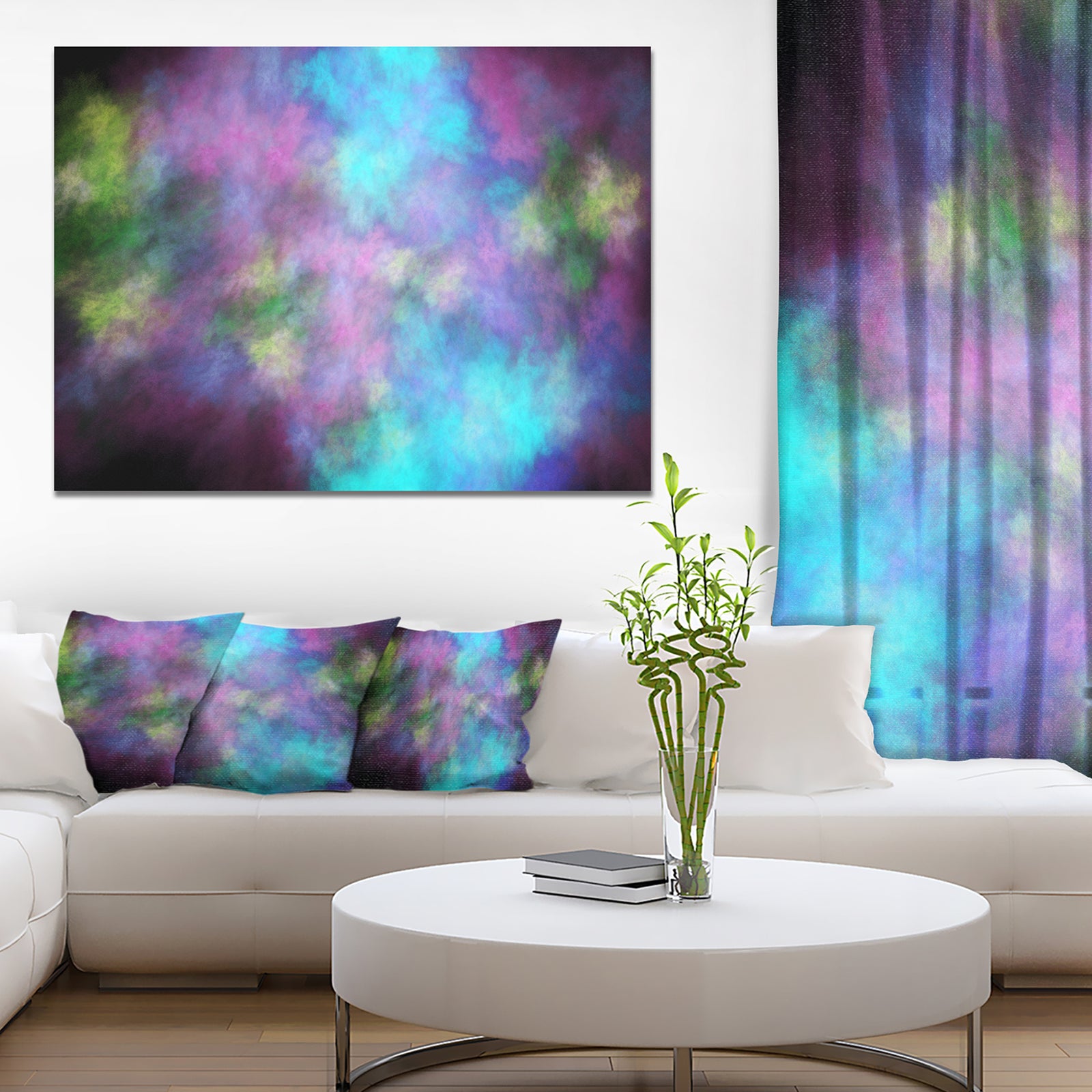 Perfect Blue Purple Starry Sky - Extra Large Abstract Canvas Art Print