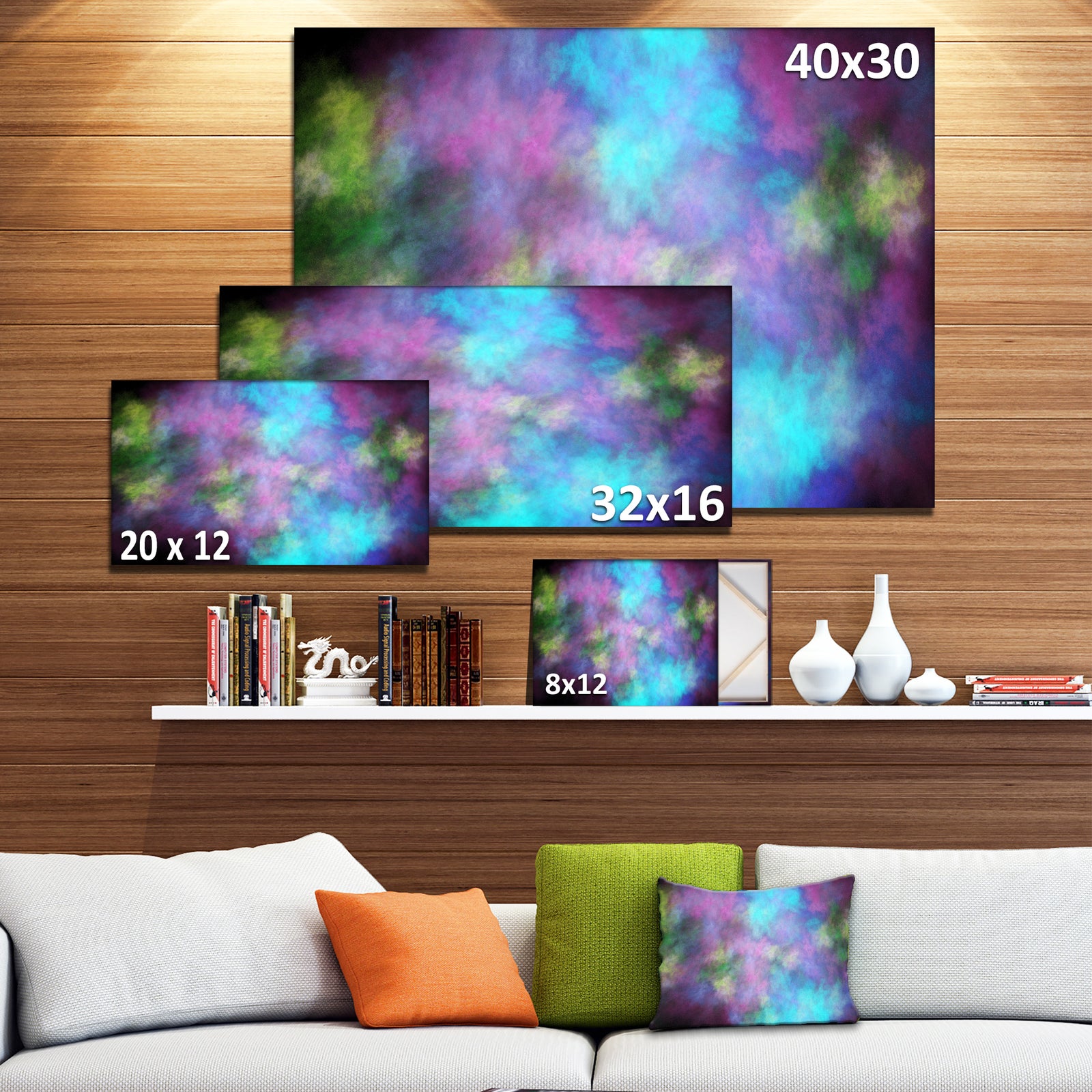 Perfect Blue Purple Starry Sky - Extra Large Abstract Canvas Art Print