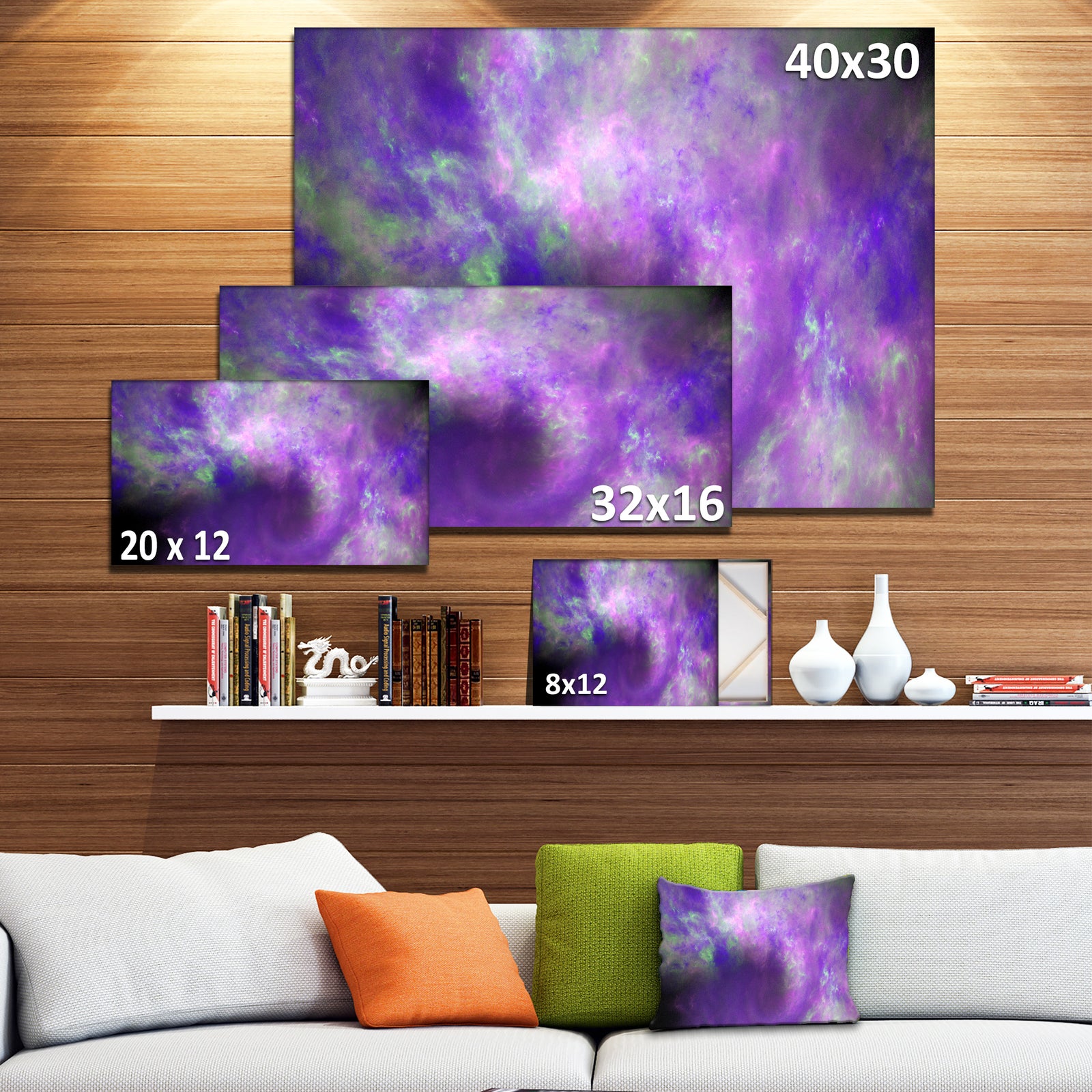Perfect Light Purple Starry Sky - Extra Large Abstract Canvas Art Print