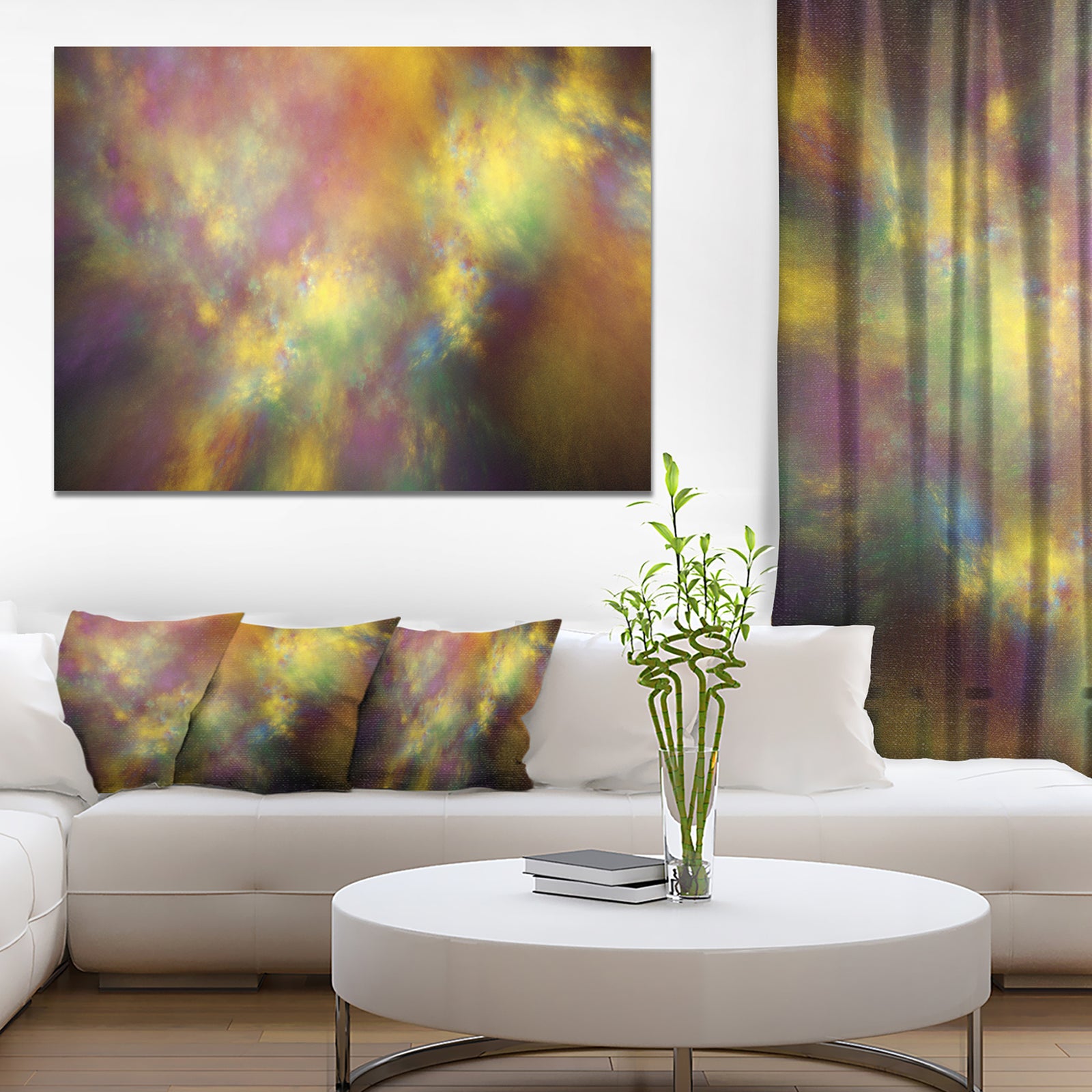 Perfect Yellow Starry Sky - Extra Large Abstract Canvas Art Print