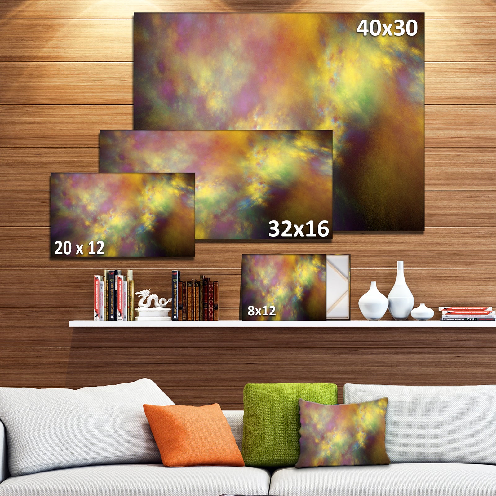 Perfect Yellow Starry Sky - Extra Large Abstract Canvas Art Print