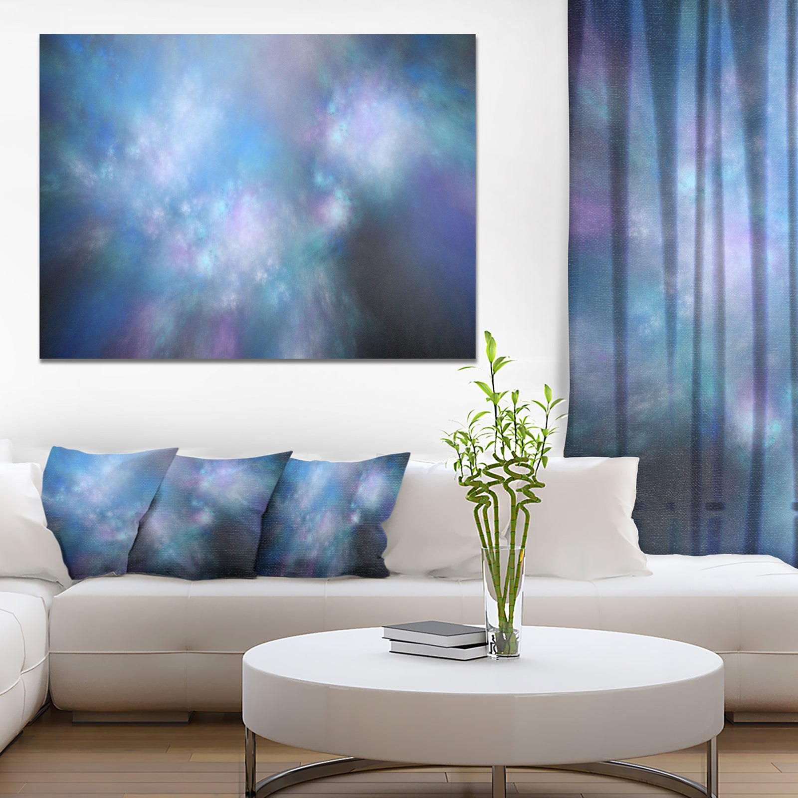 Perfect Light Blue Starry Sky - Extra Large Abstract Canvas Art Print