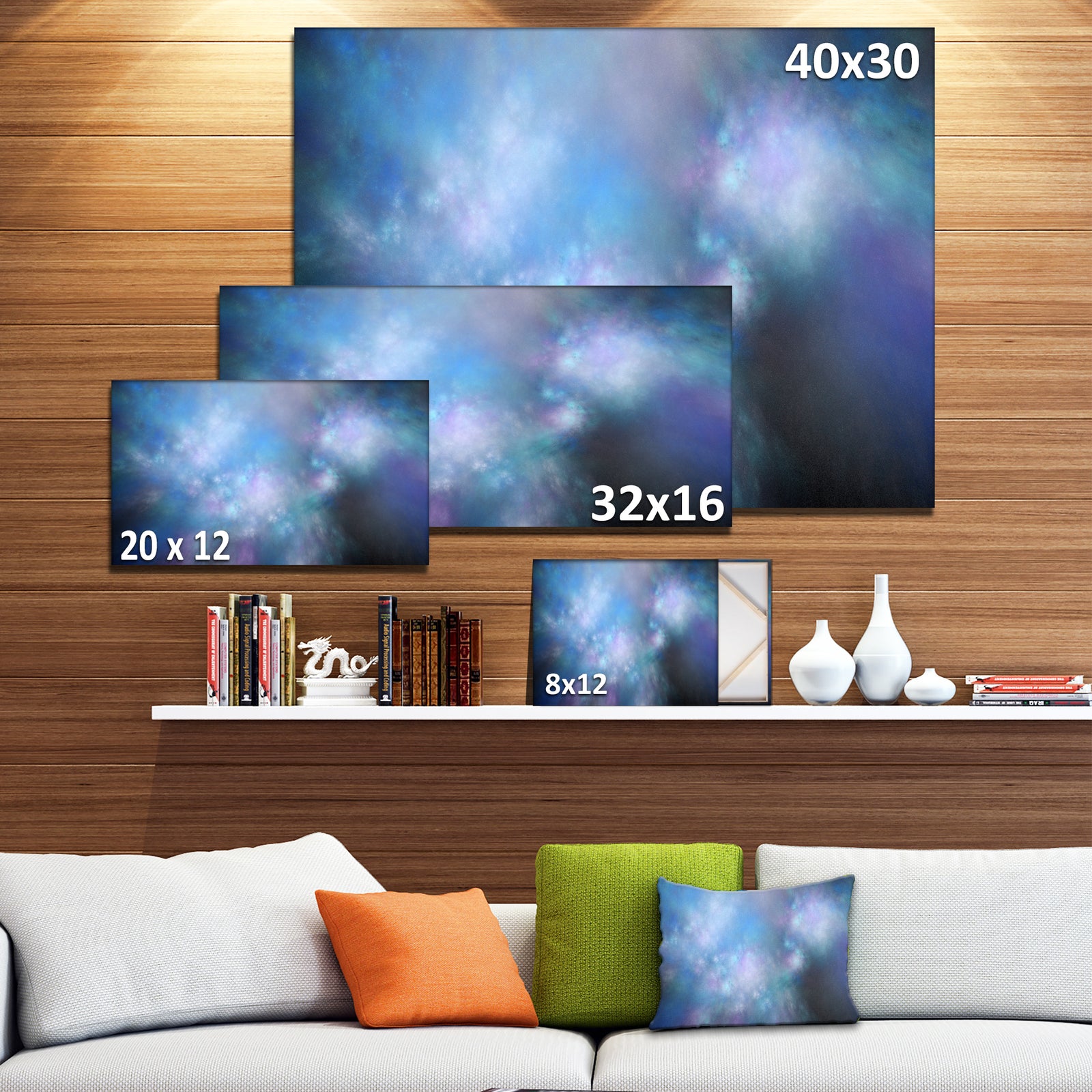 Perfect Light Blue Starry Sky - Extra Large Abstract Canvas Art Print