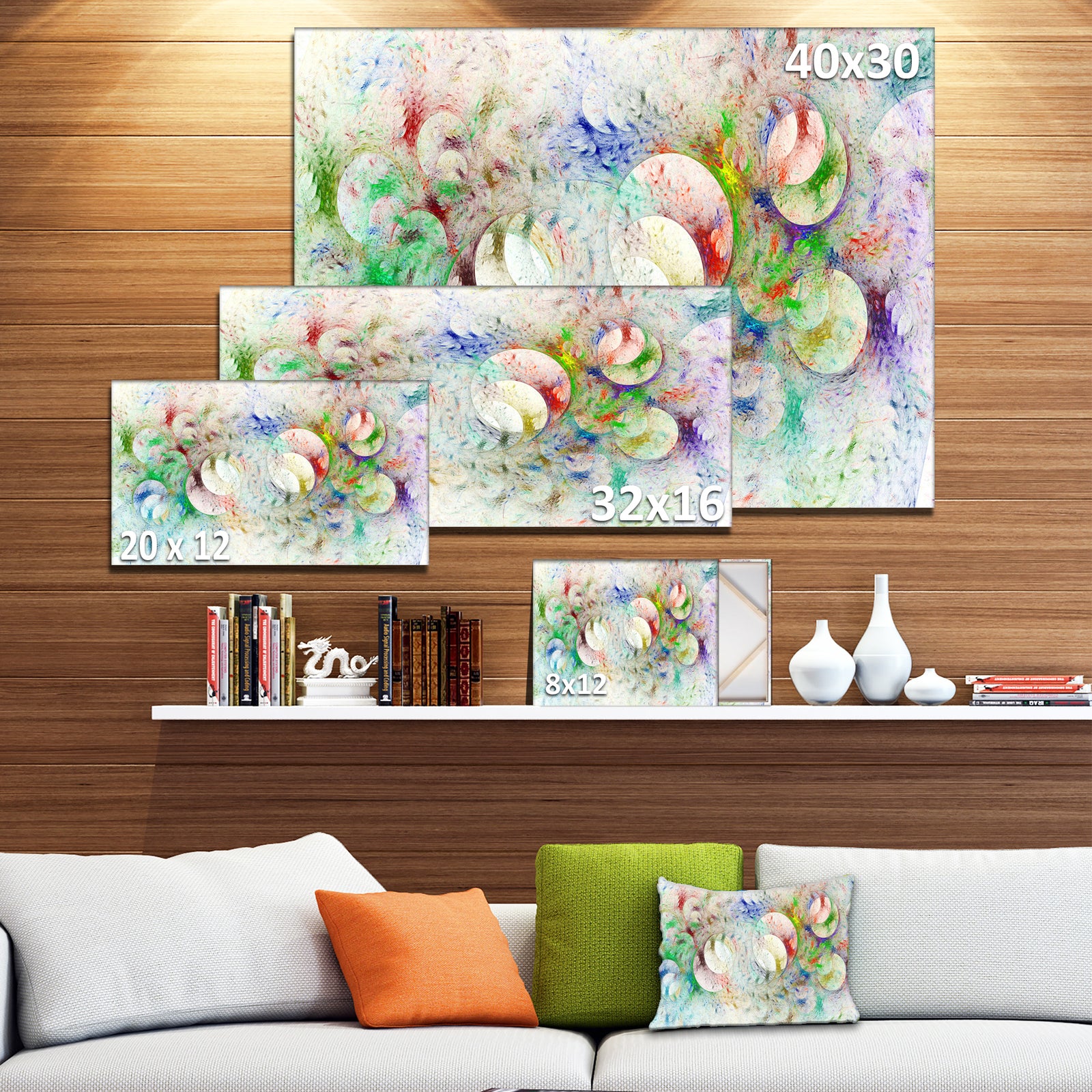 White Fractal Ornamental Glass - Abstract Artwork on Canvas