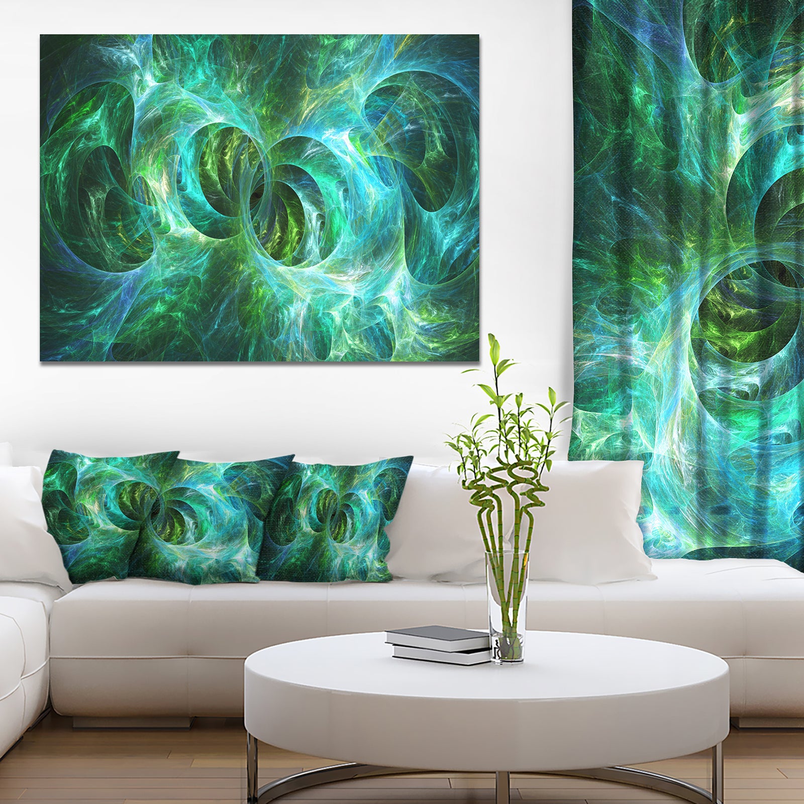 Blue Fractal Ornamental Glass - Abstract Artwork on Canvas