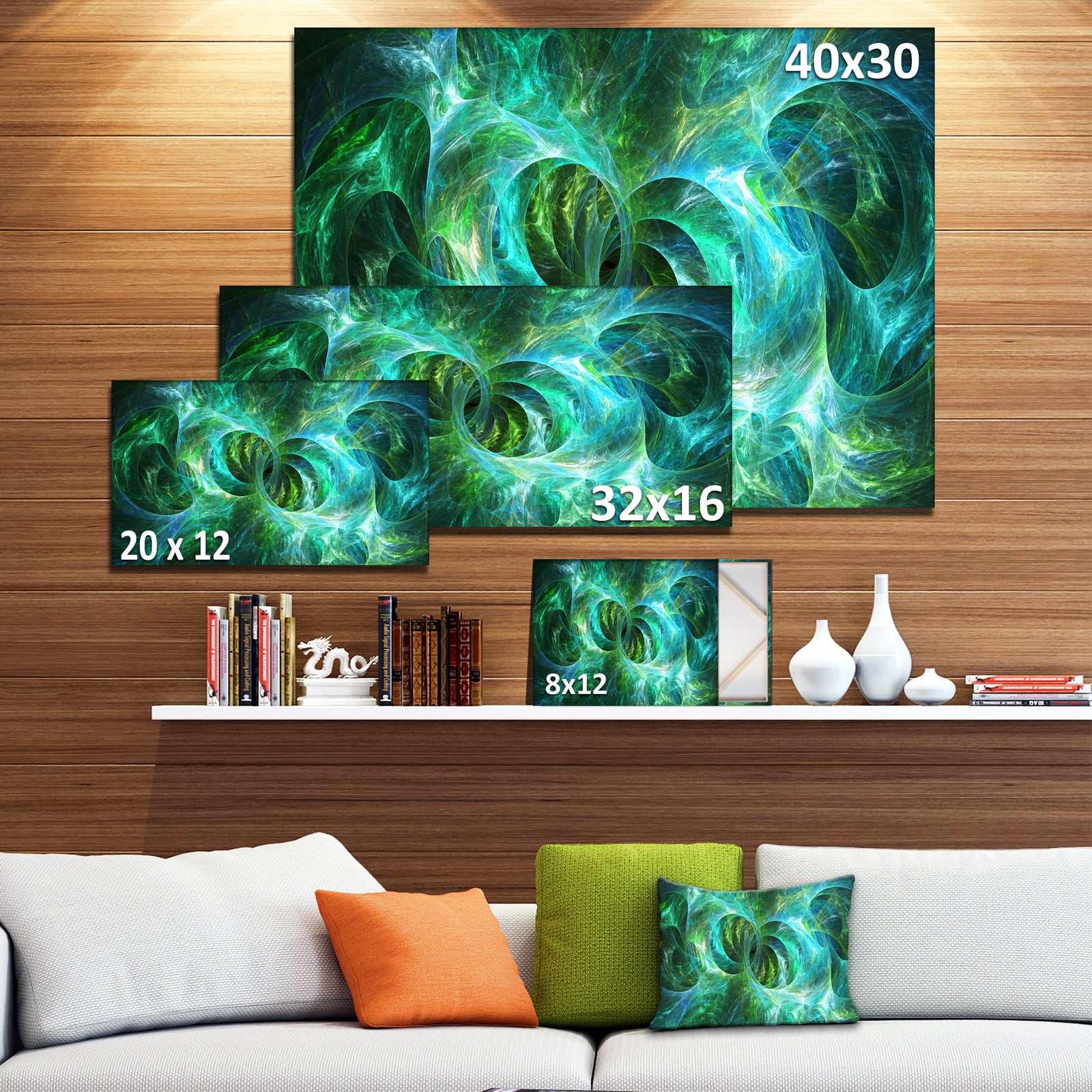 Blue Fractal Ornamental Glass - Abstract Artwork on Canvas