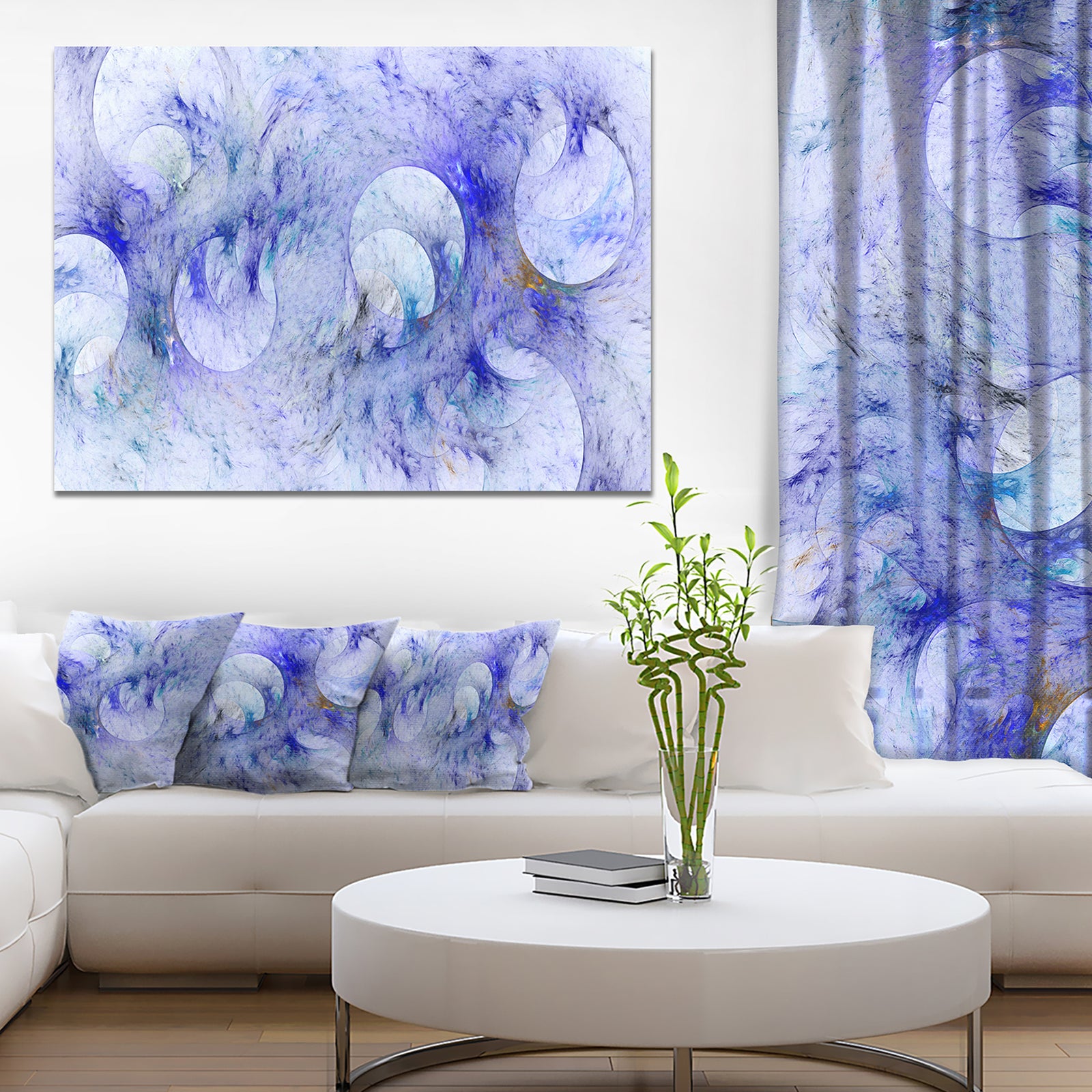 Light Blue Fractal Glass Texture - Abstract Artwork on Canvas
