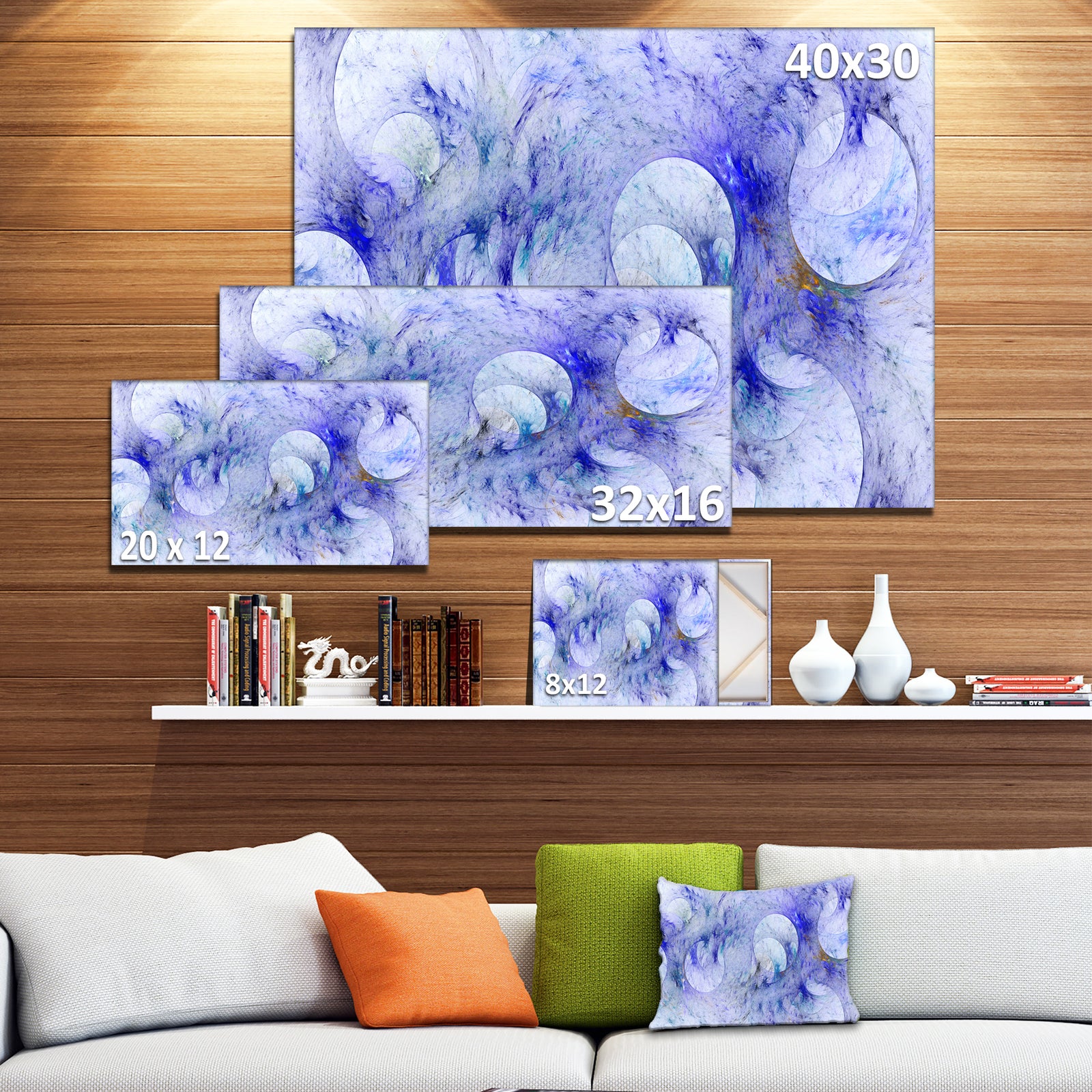 Light Blue Fractal Glass Texture - Abstract Artwork on Canvas