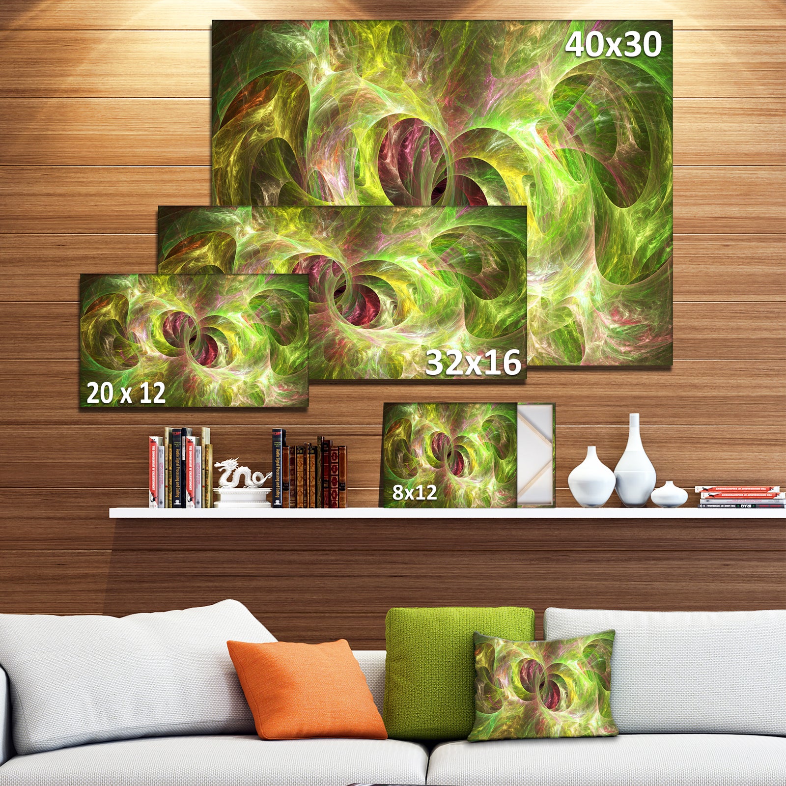Yellow Fractal Ornamental Glass - Abstract Artwork on Canvas