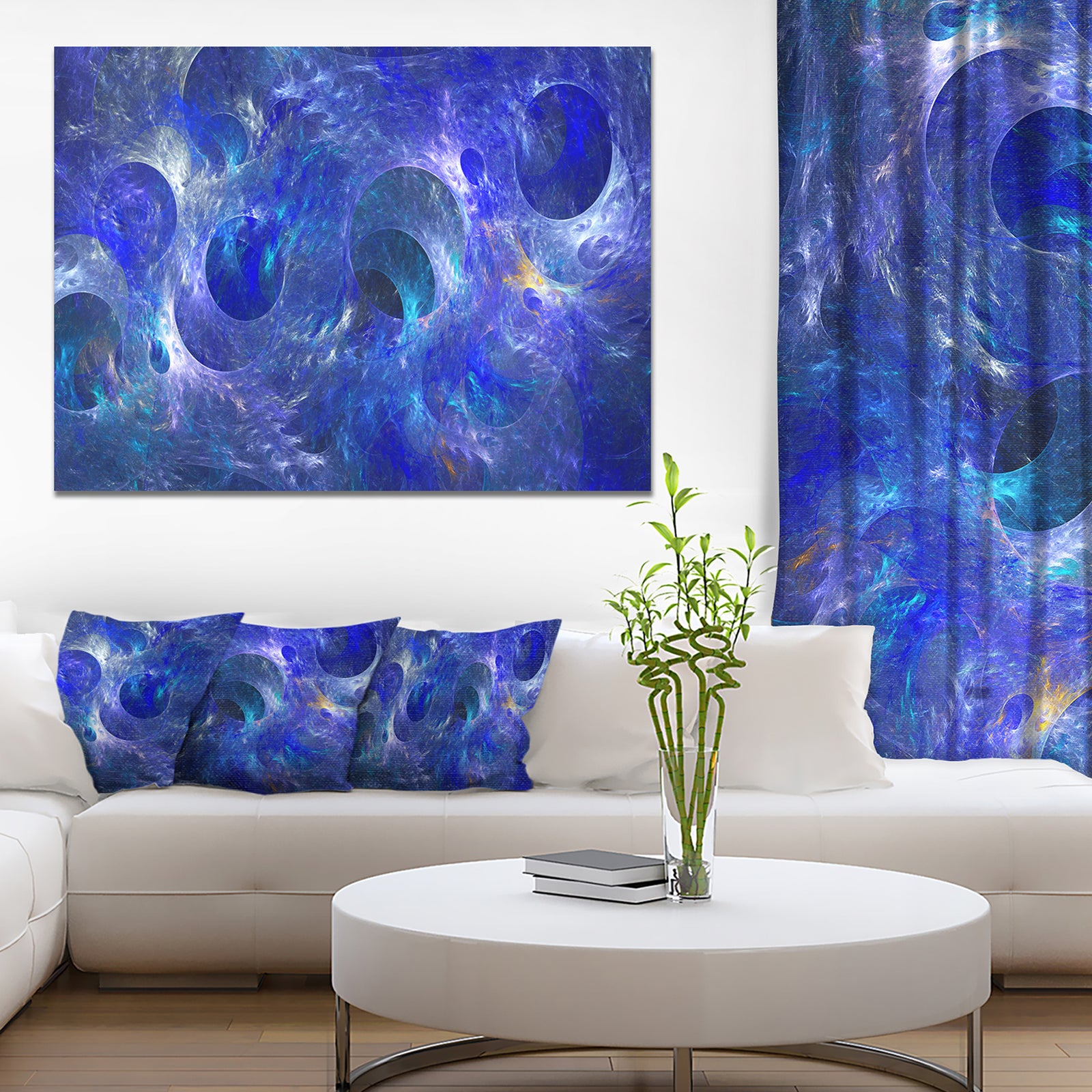 Clear Blue Fractal Glass Texture - Abstract Artwork on Canvas