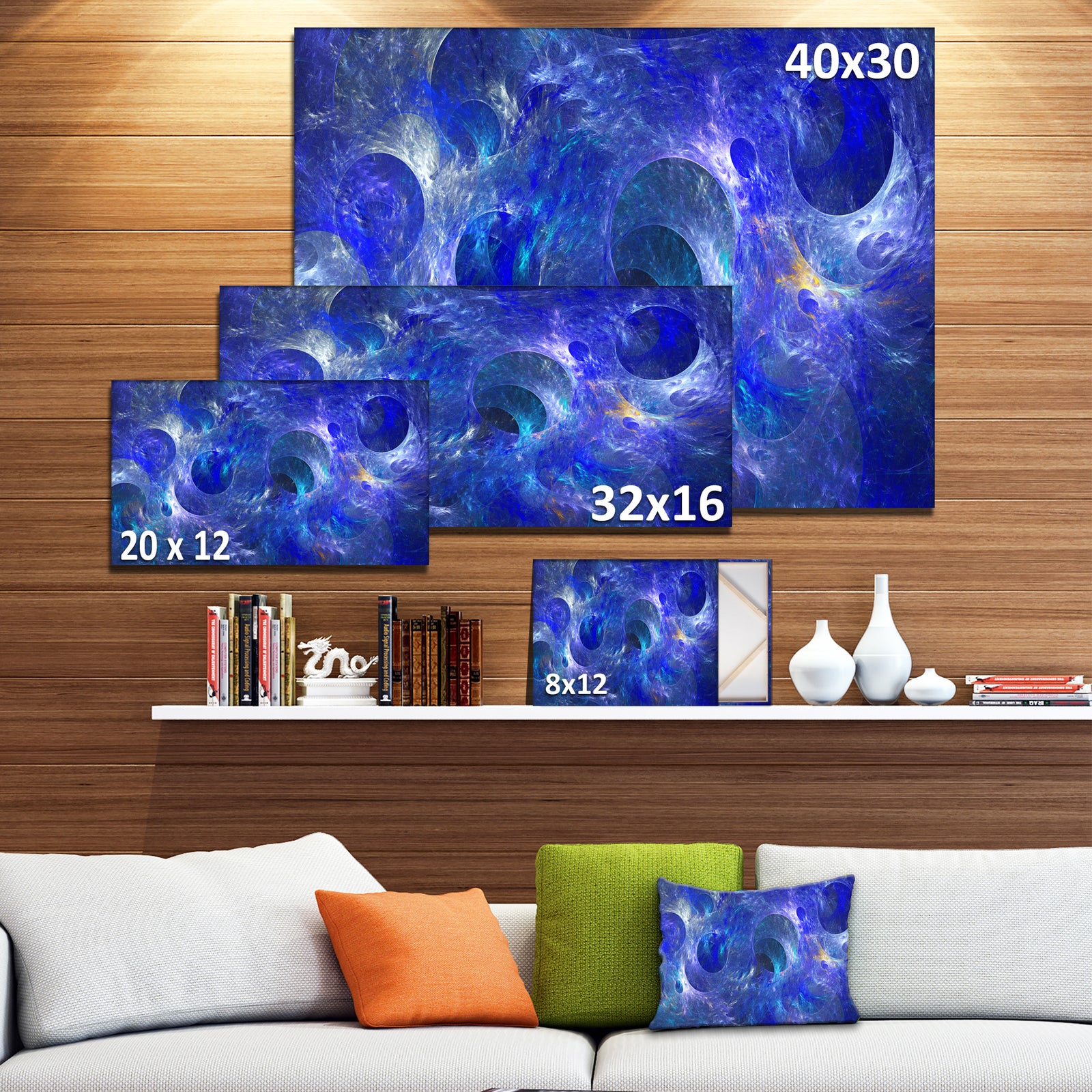 Clear Blue Fractal Glass Texture - Abstract Artwork on Canvas