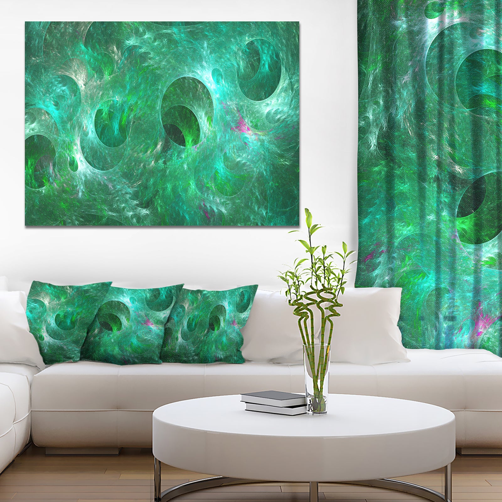 Green Fractal Glass Texture - Abstract Artwork on Canvas