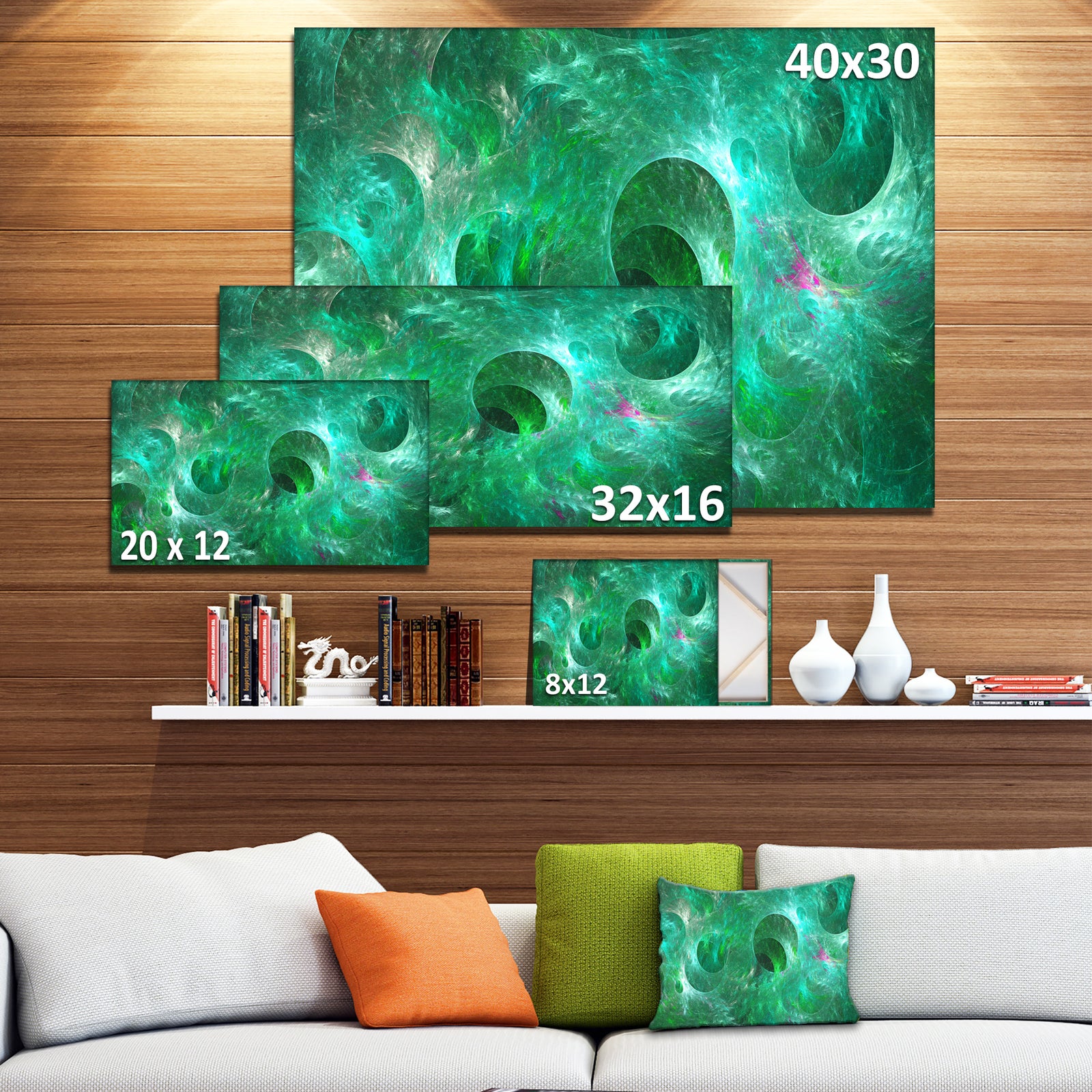 Green Fractal Glass Texture - Abstract Artwork on Canvas