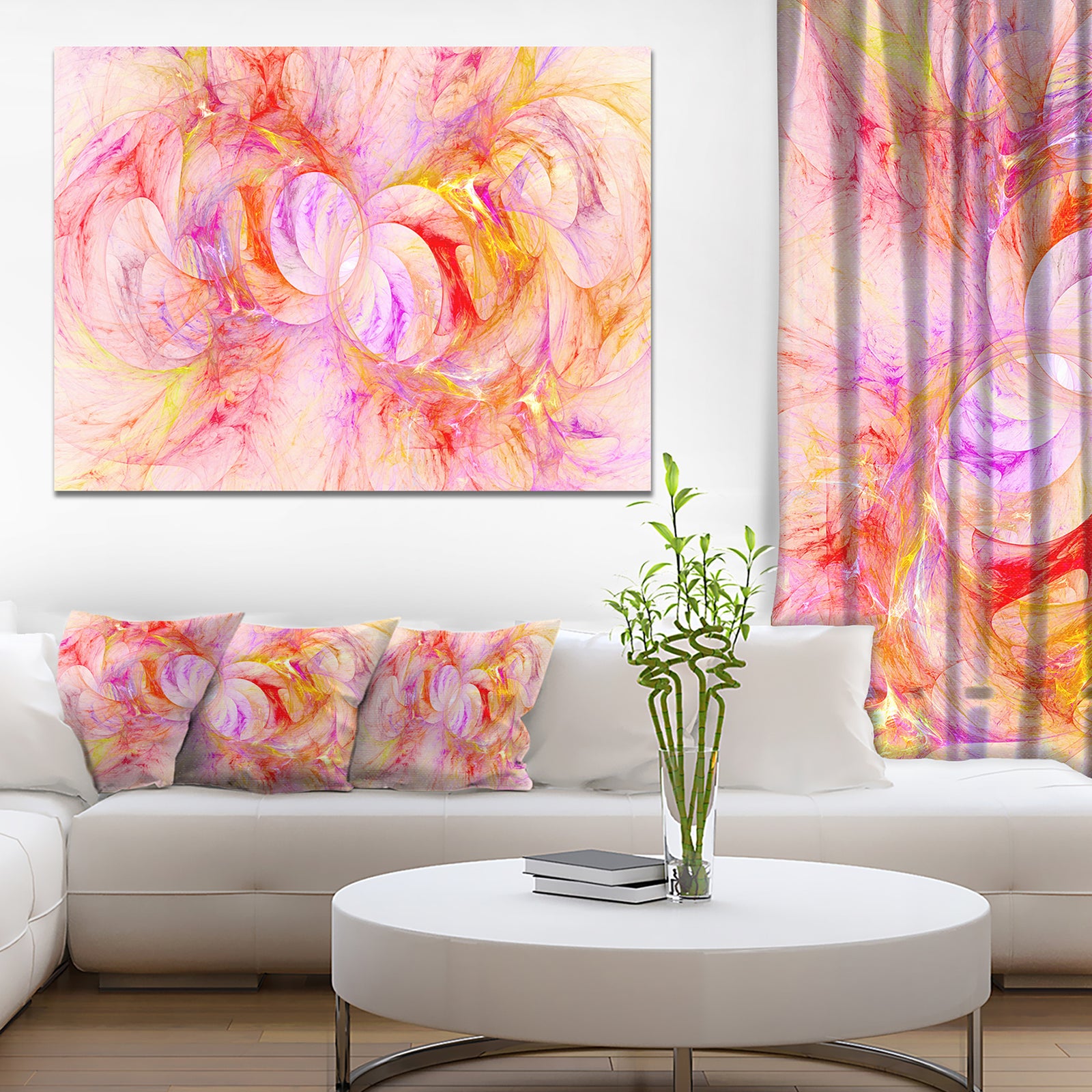 Red Yellow Fractal Glass Texture - Abstract Artwork on Canvas