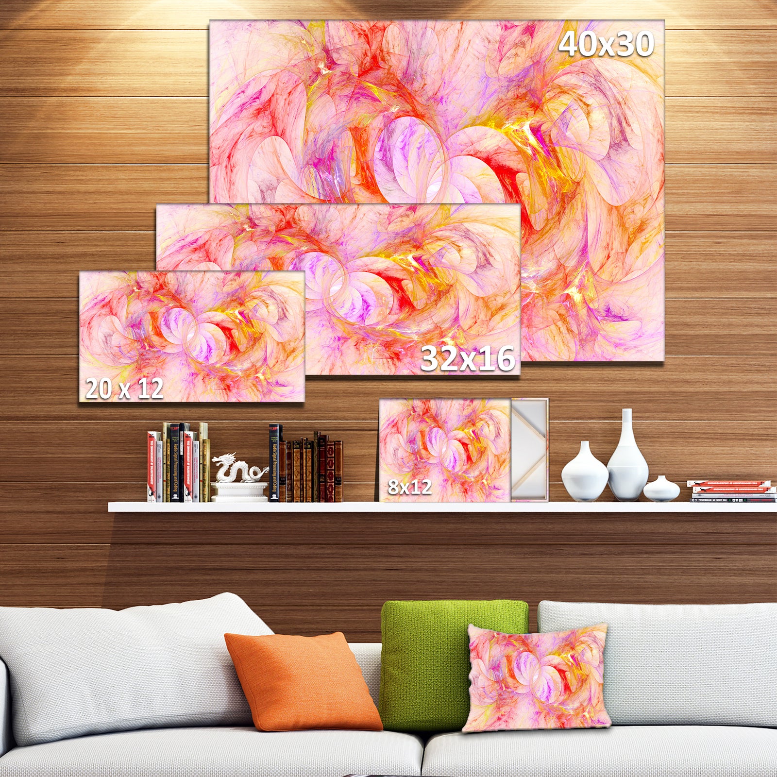 Red Yellow Fractal Glass Texture - Abstract Artwork on Canvas
