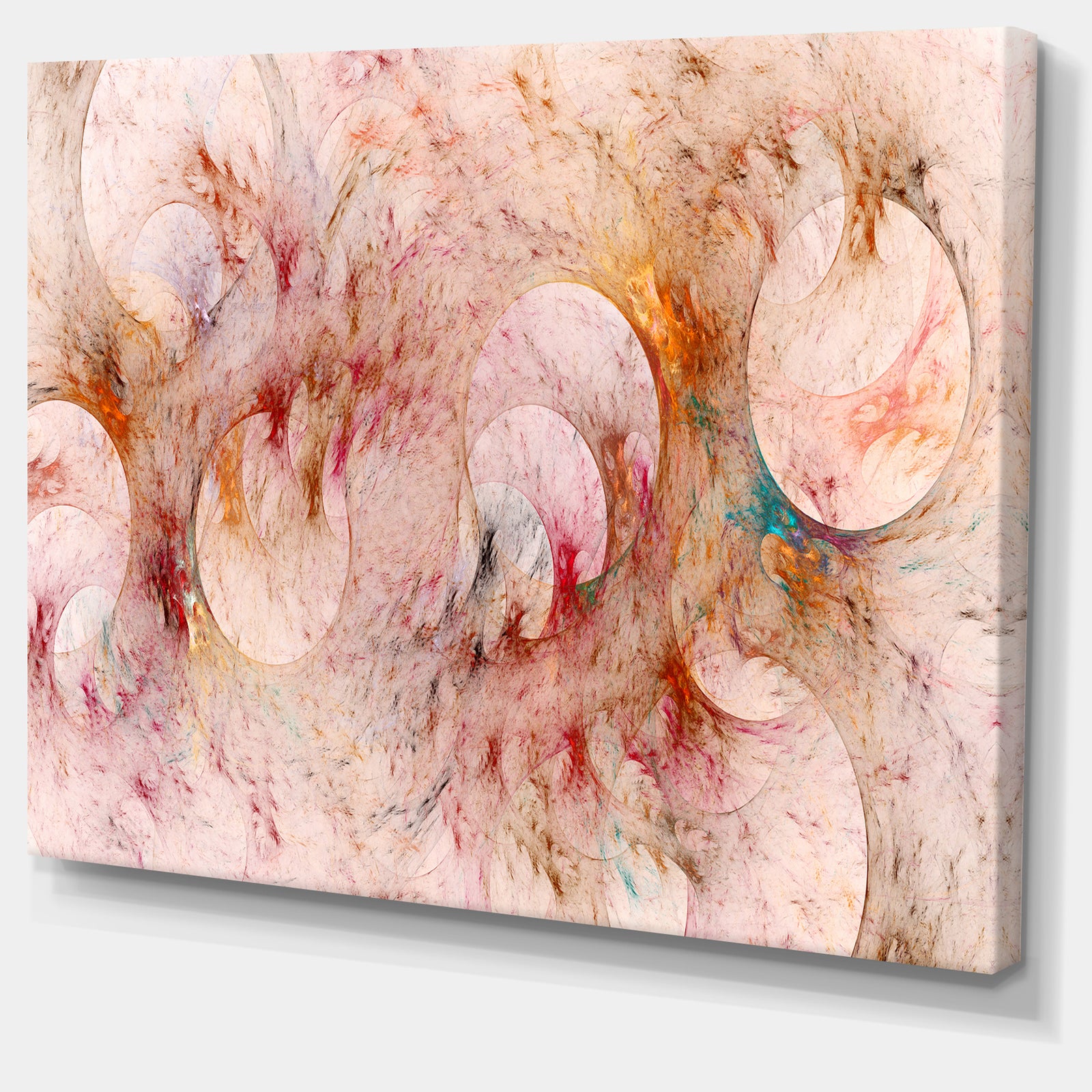 Red Circles Fractal Texture - Abstract Artwork on Canvas