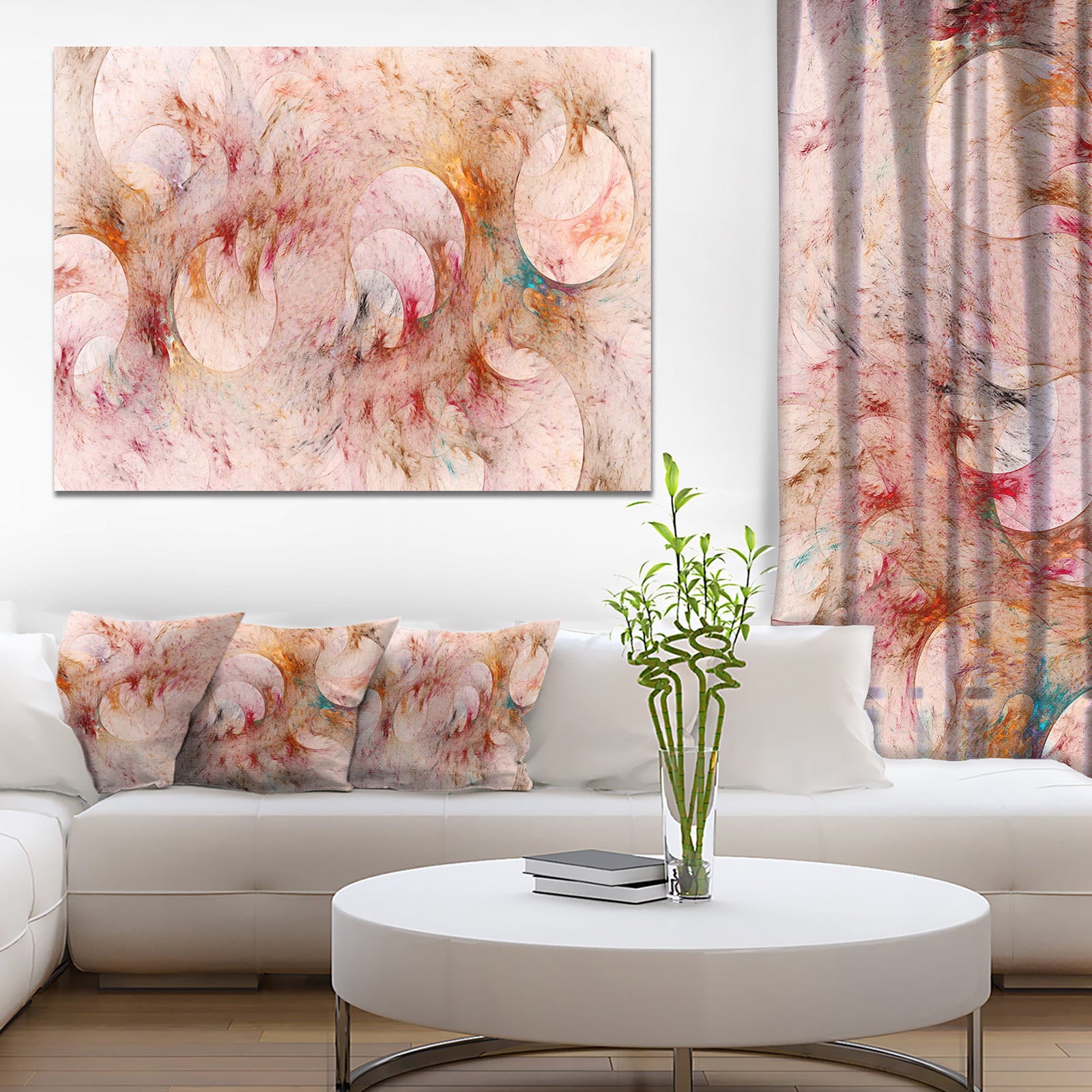 Red Circles Fractal Texture - Abstract Artwork on Canvas