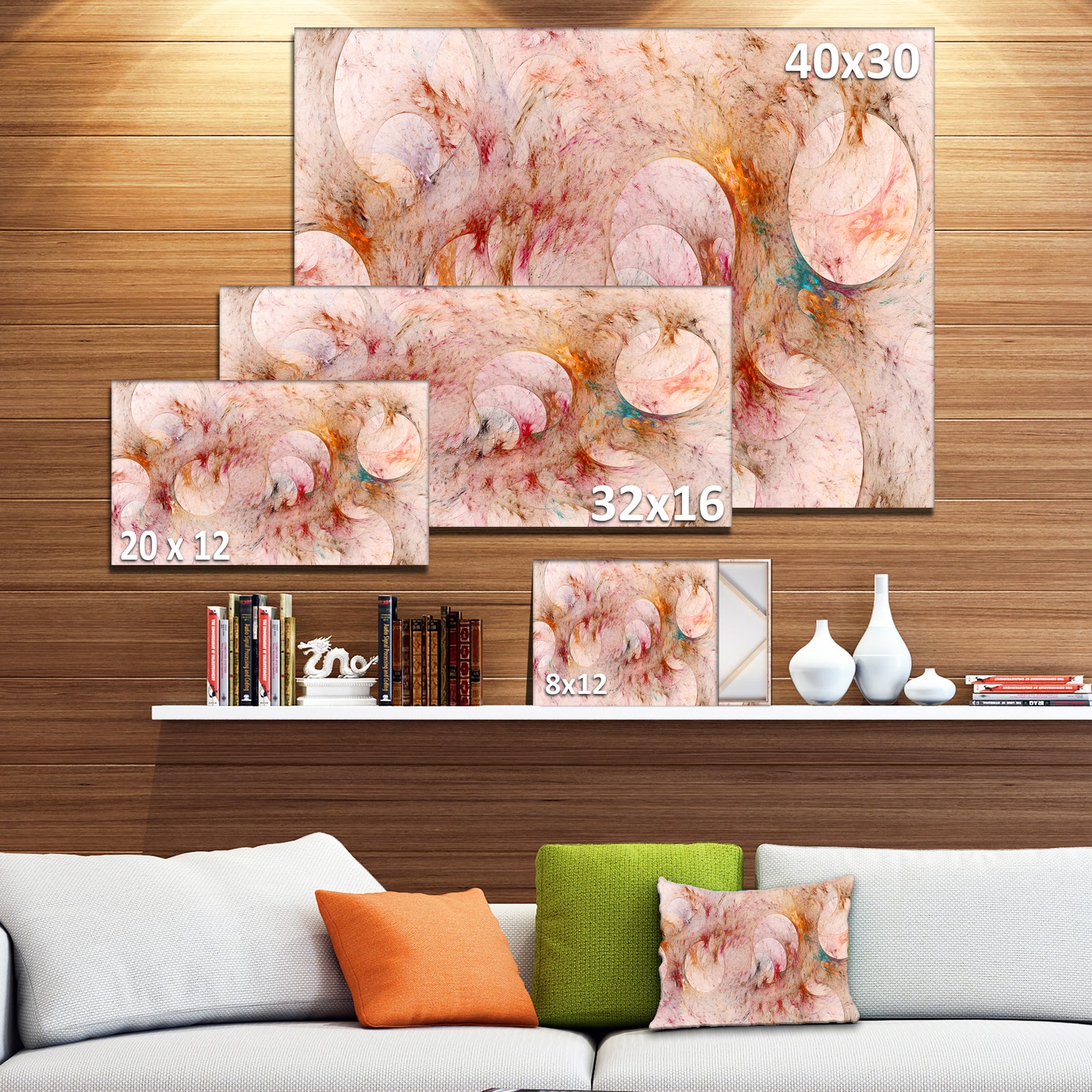 Red Circles Fractal Texture - Abstract Artwork on Canvas