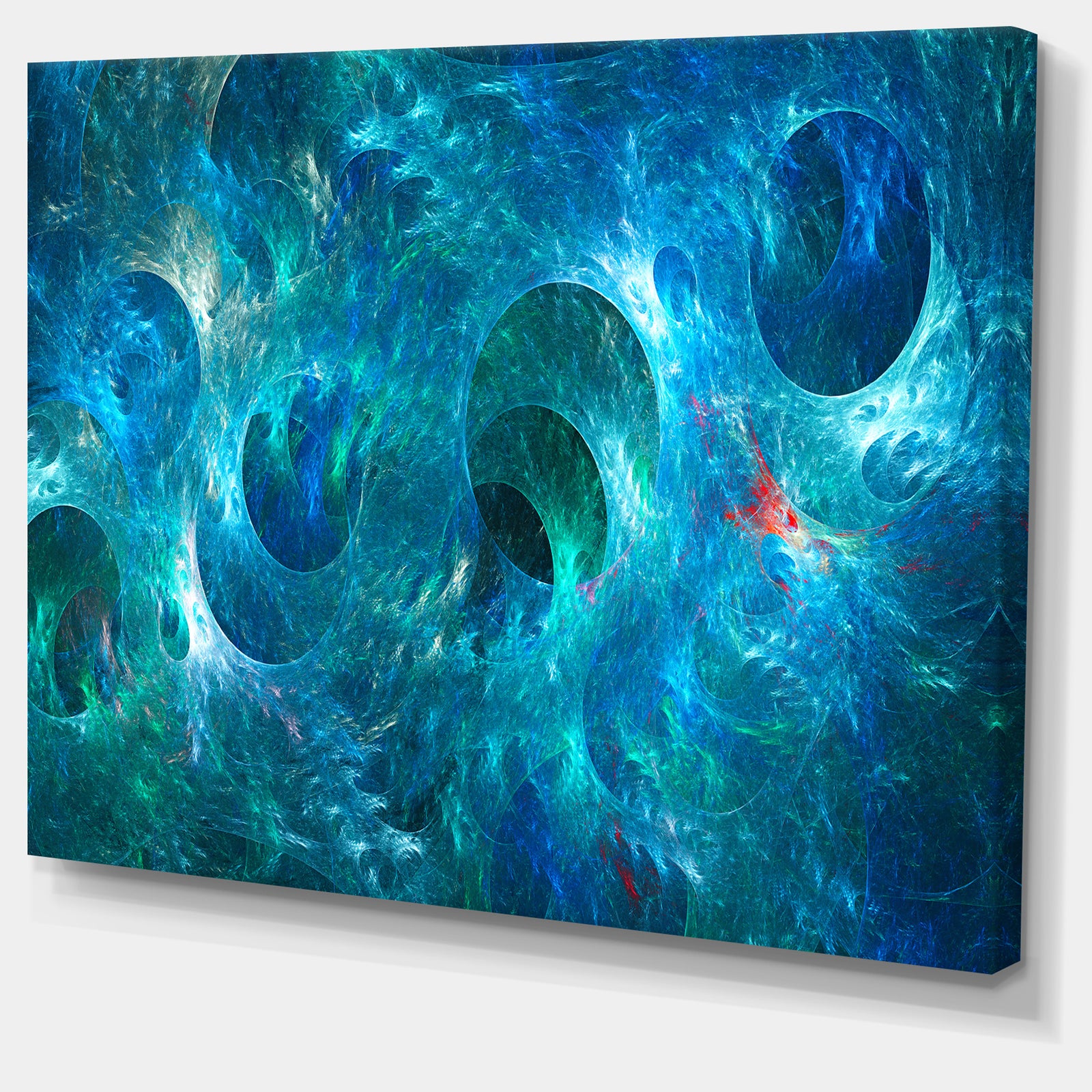Blue Circles Fractal Texture - Abstract Artwork on Canvas