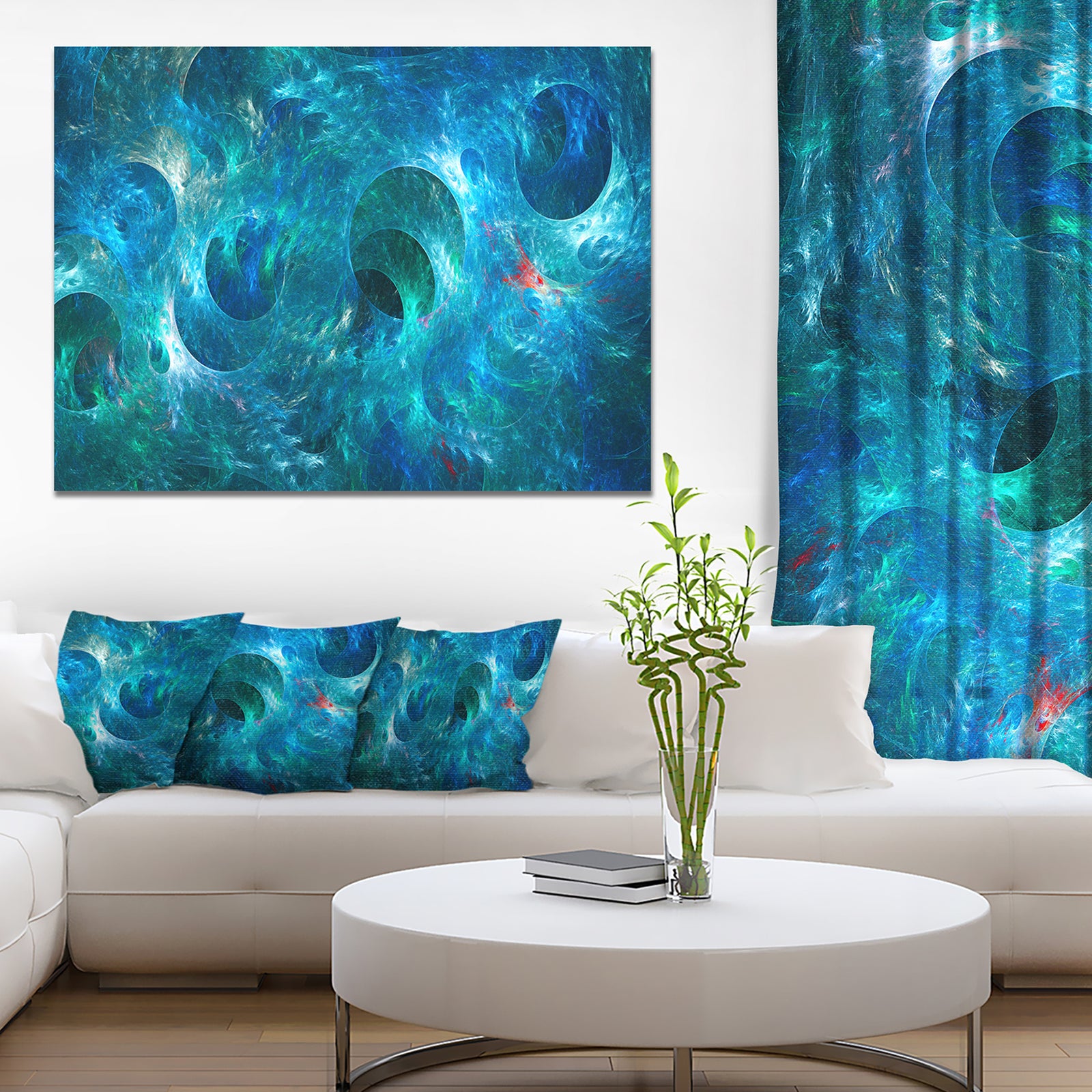 Blue Circles Fractal Texture - Abstract Artwork on Canvas