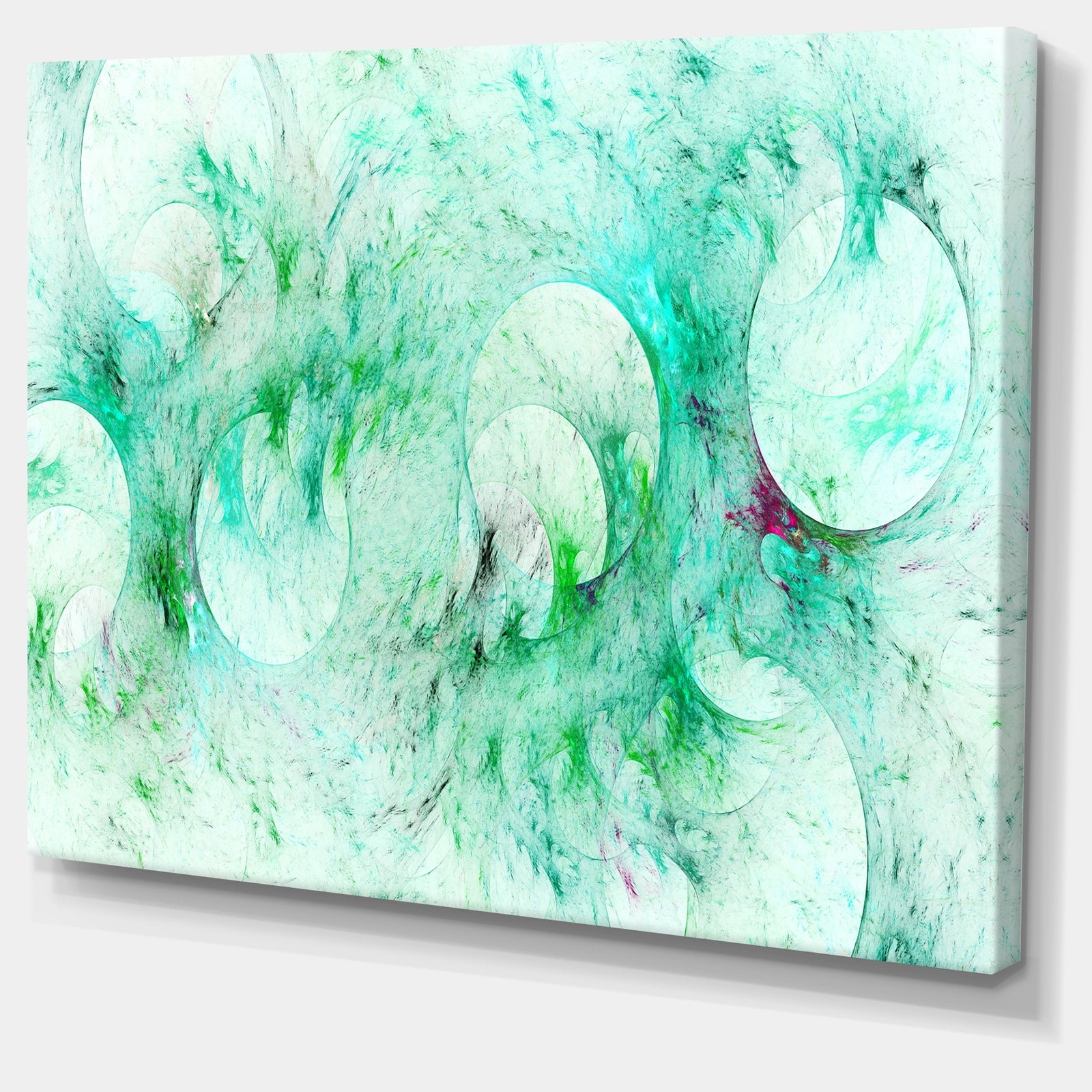 Green Circles Fractal Texture - Abstract Artwork on Canvas