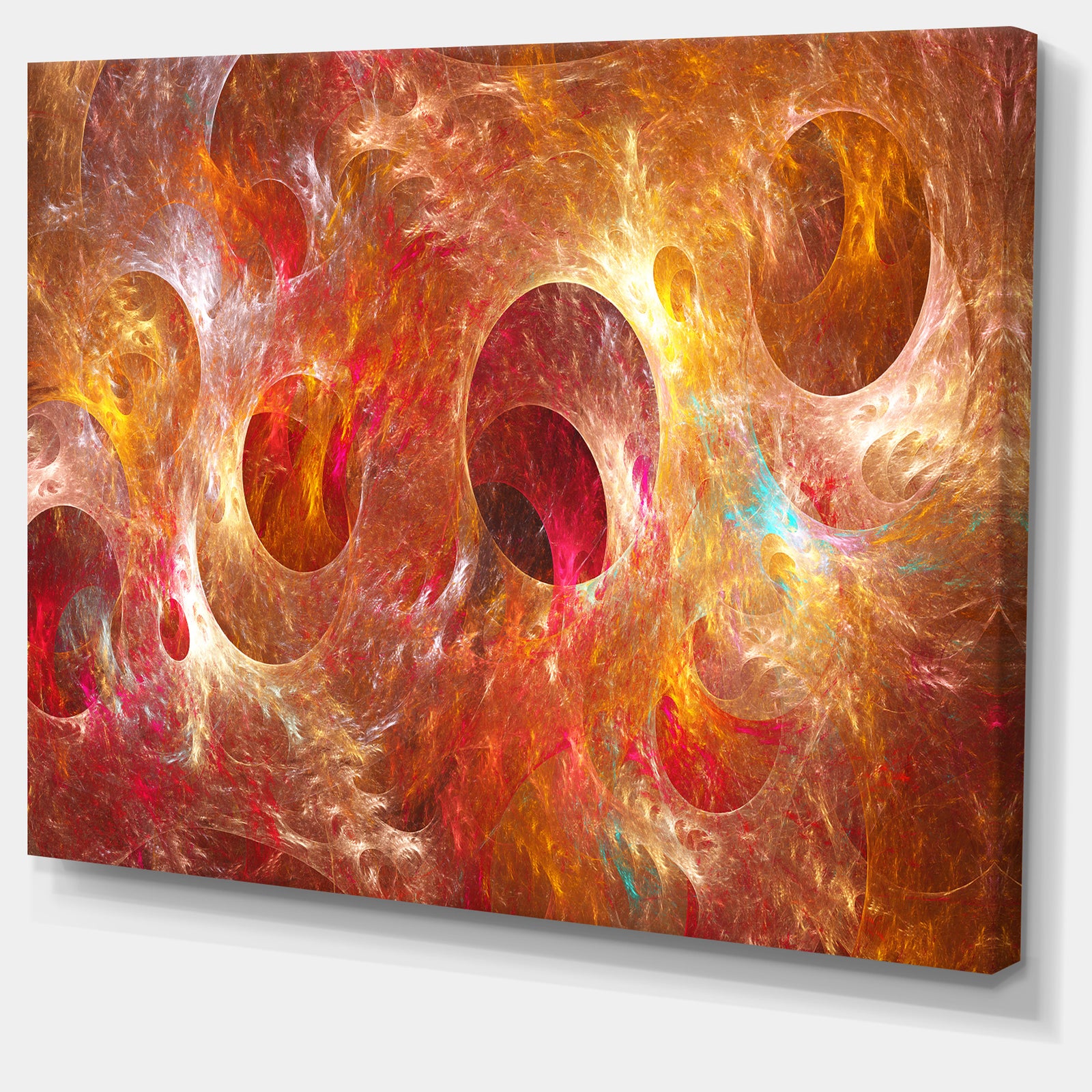 Red Yellow Circles Texture - Abstract Artwork on Canvas
