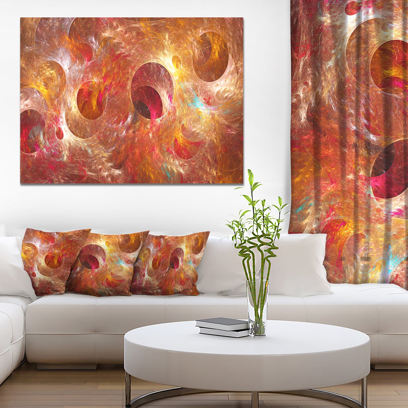 Red Yellow Circles Texture - Abstract Artwork on Canvas
