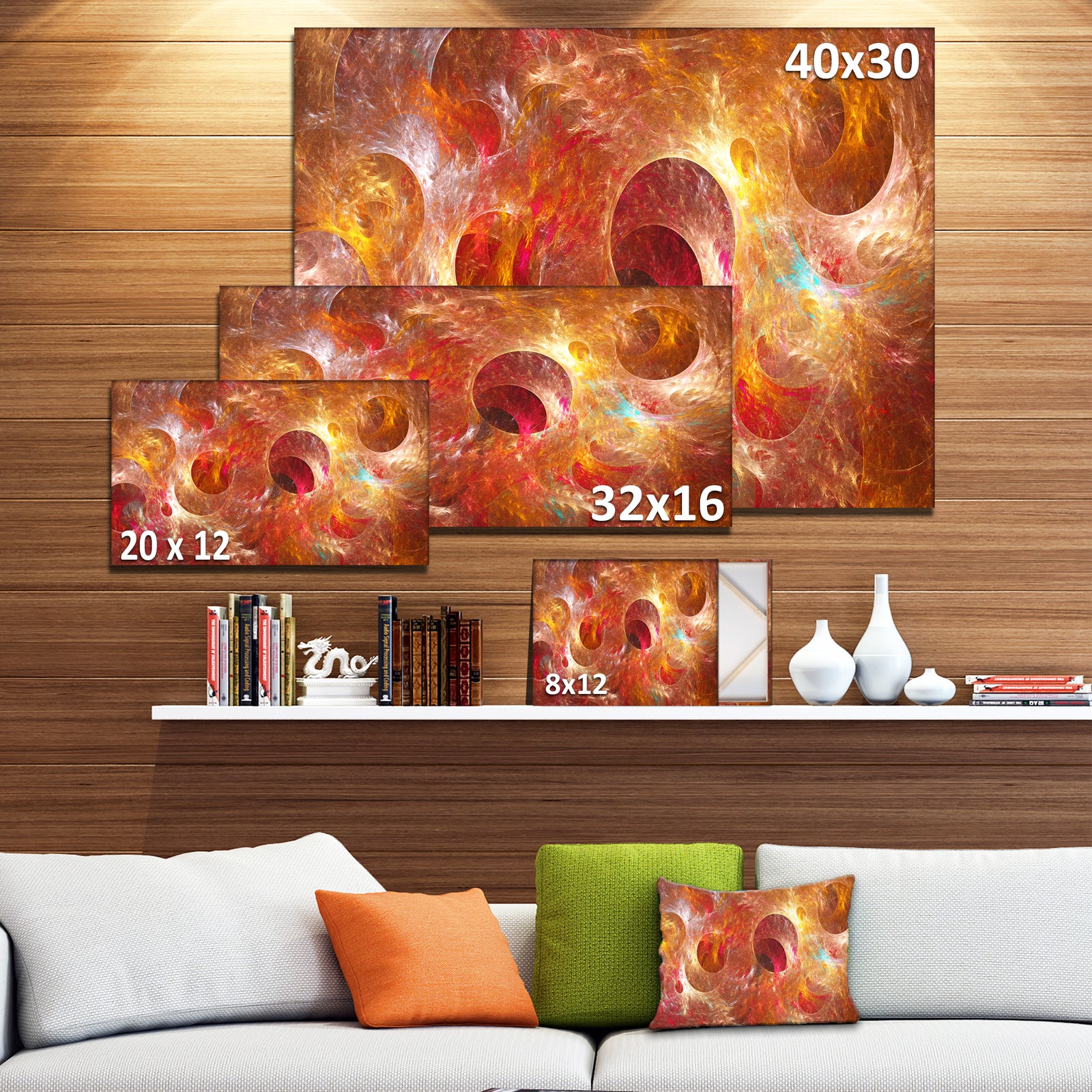 Red Yellow Circles Texture - Abstract Artwork on Canvas